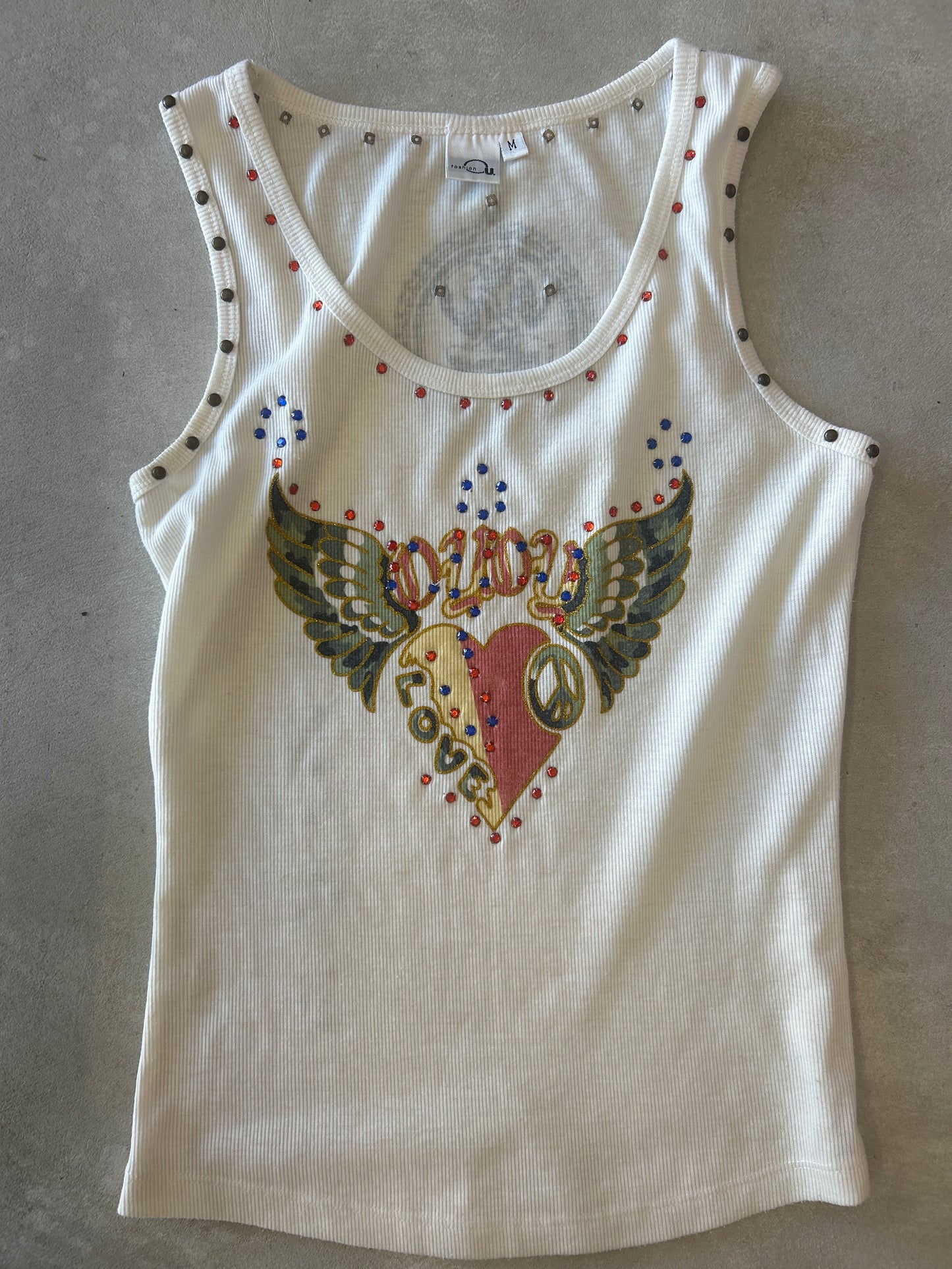 Fashion U Cream Tank w/ Embellishments