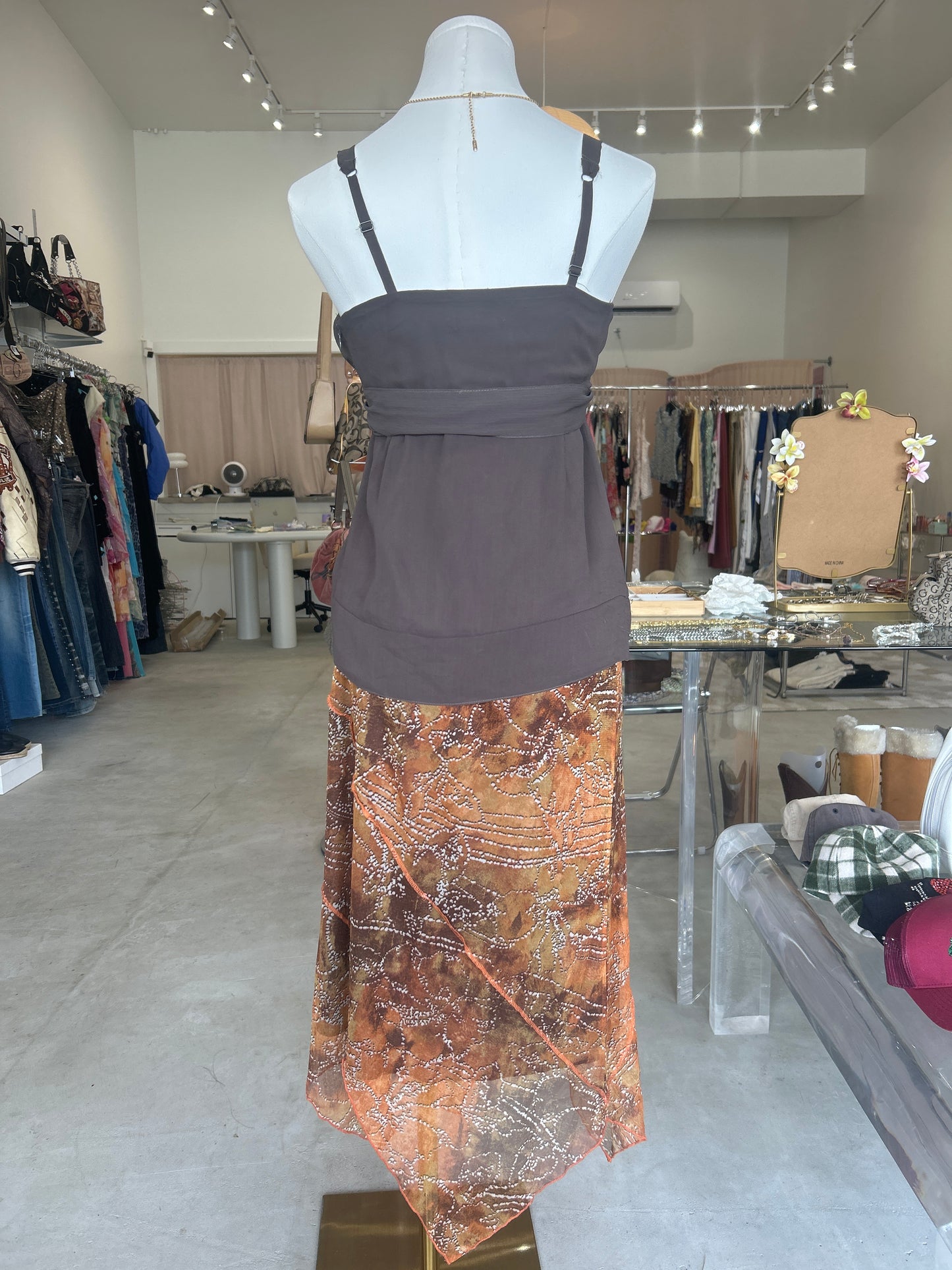 Reserved Chocolate Beaded Trim Cami Top