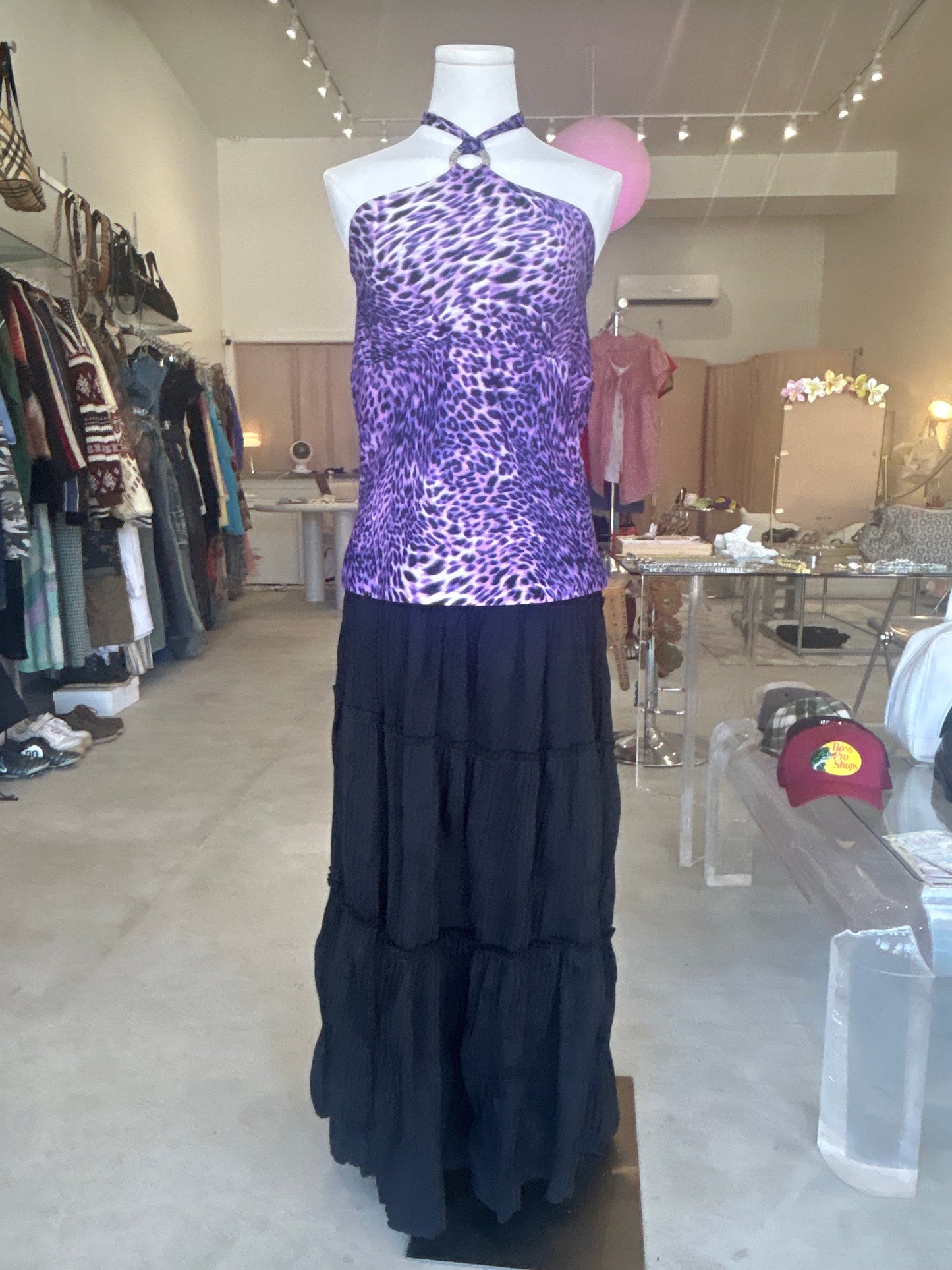 Dana Buchman Purple Safari Print Halter Top