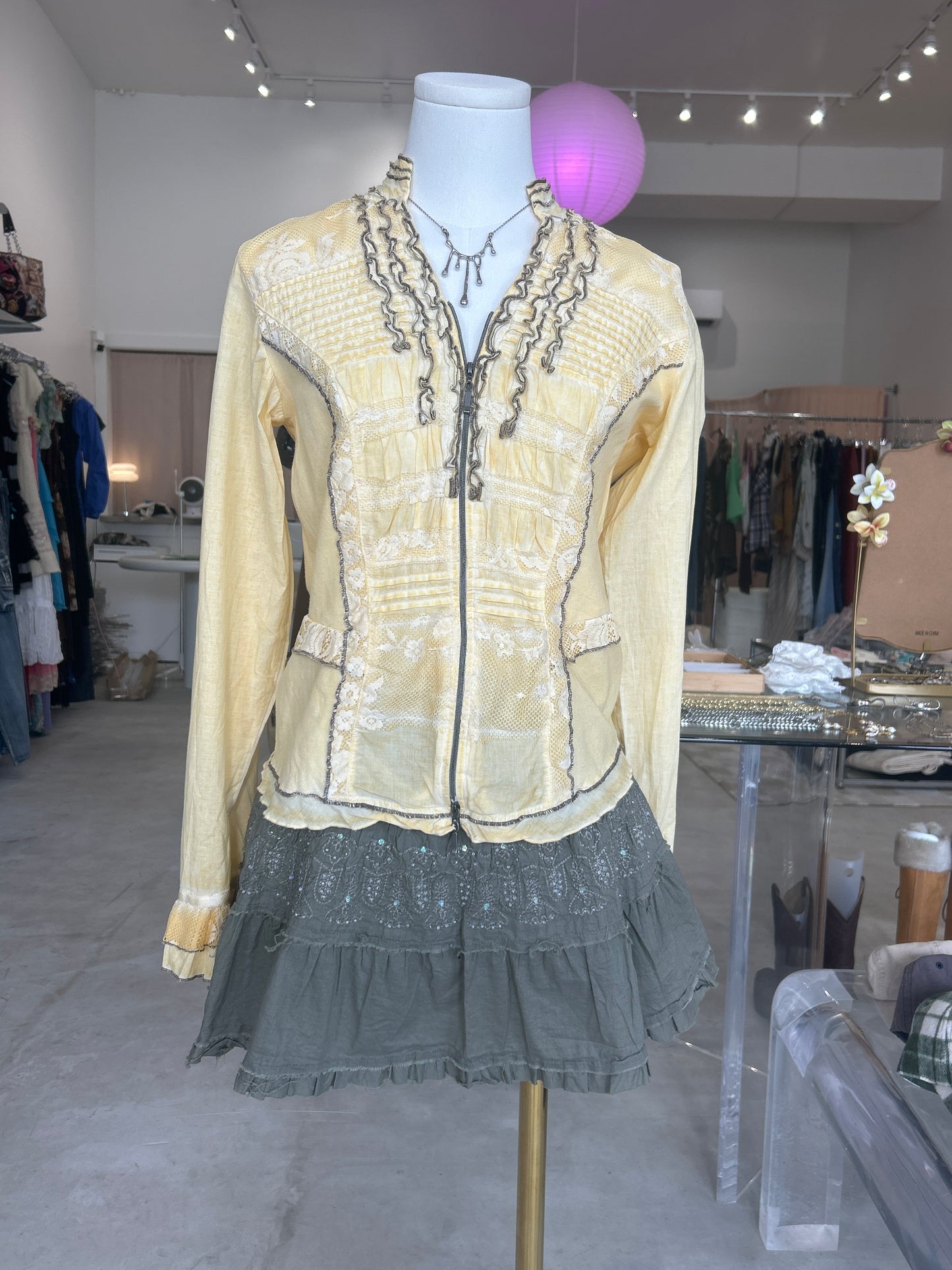 Biba Yellow Ruffles & Zip Up Longsleeve