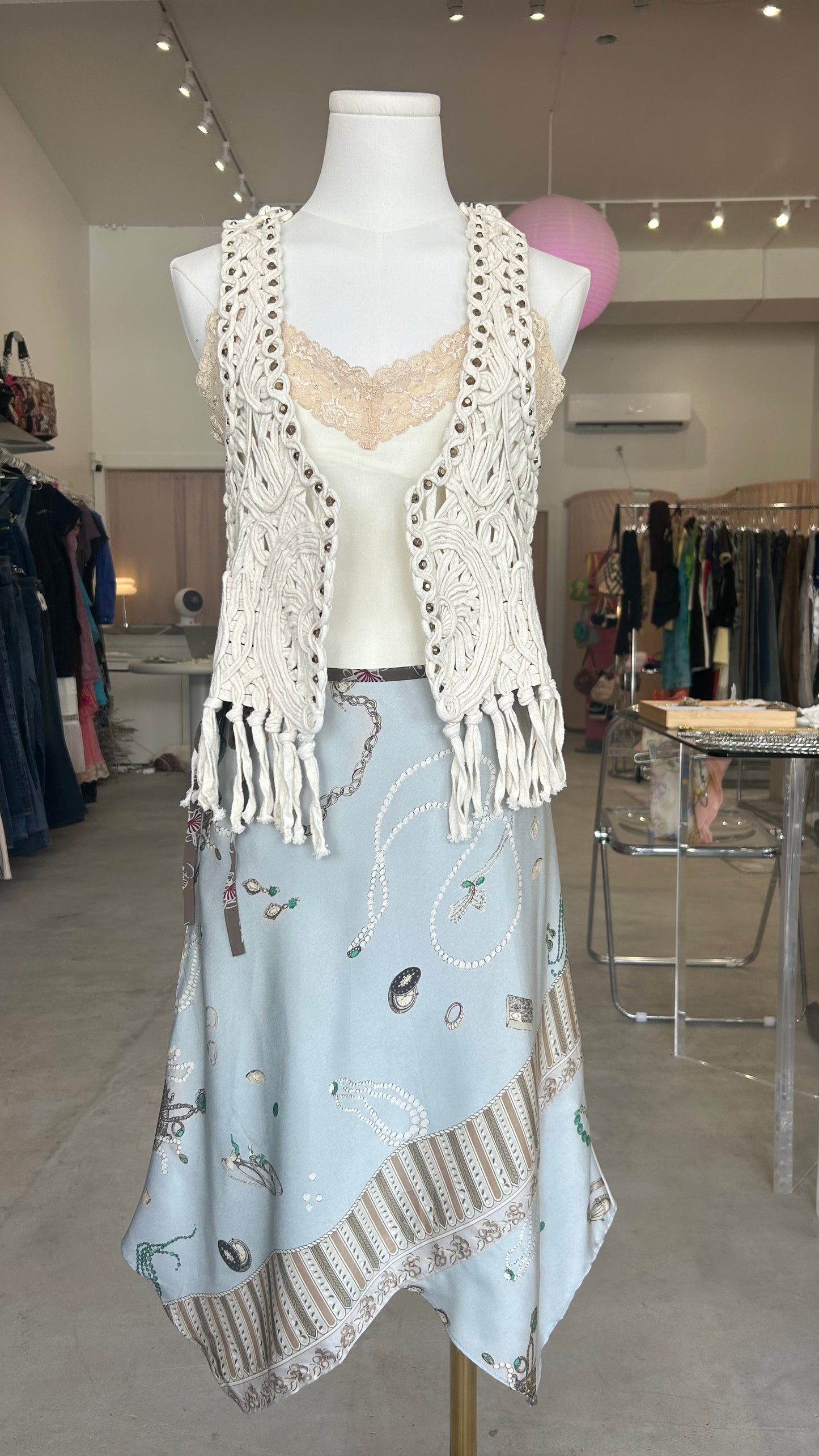 Von Dutch Ivory Crochet Vest
