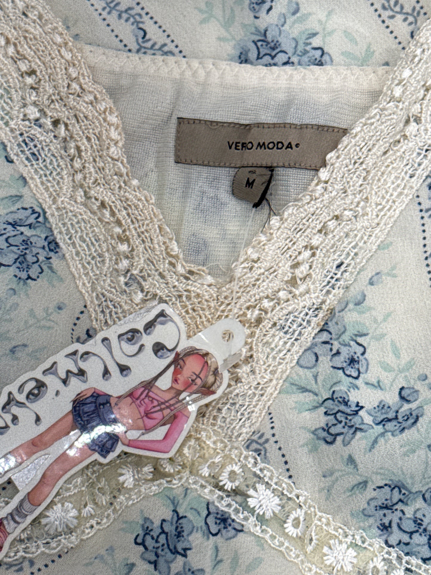 Vero Moda White/Blue Floral Spaghetti Strap Dress