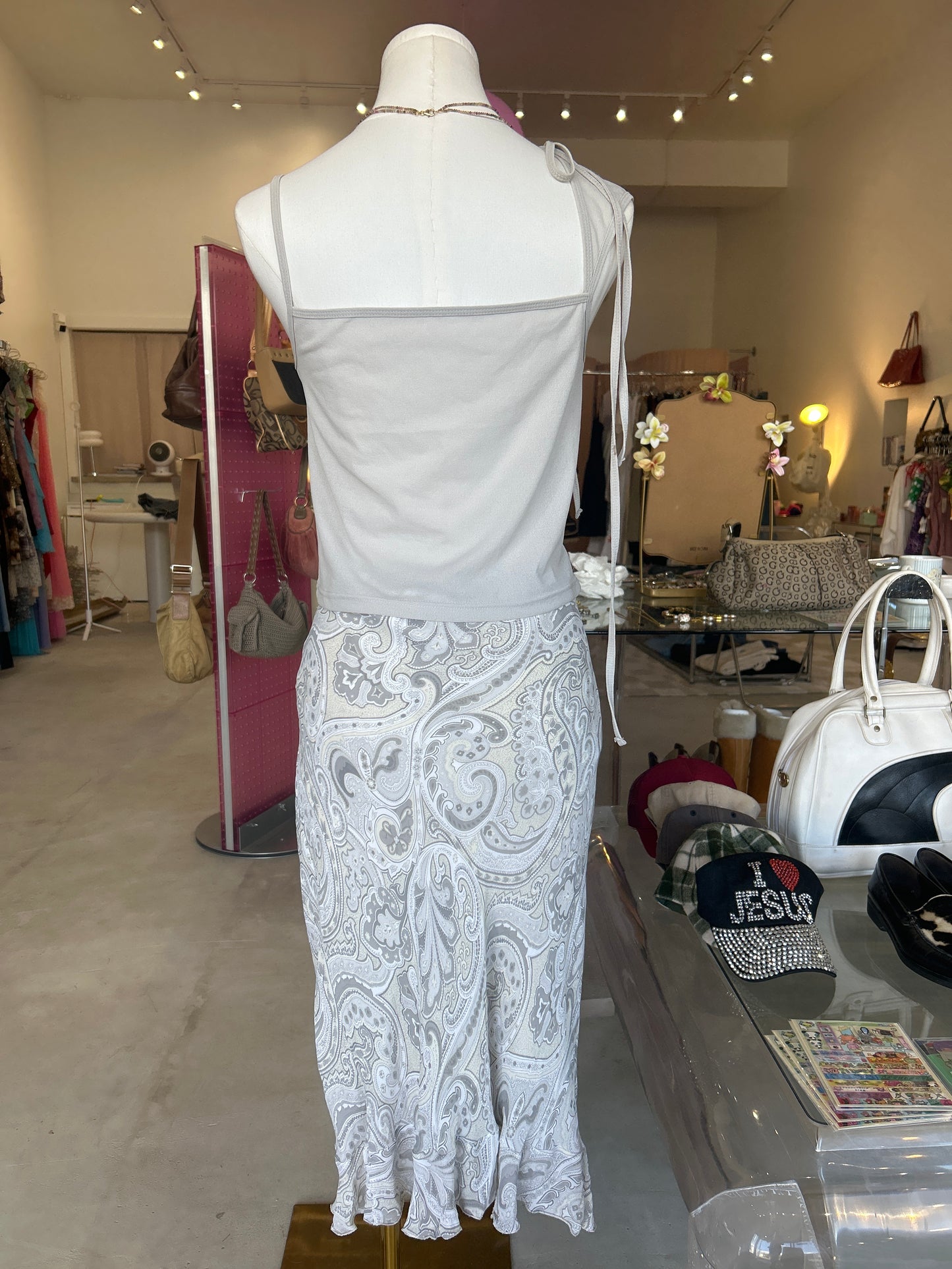 Light Grey Tie Cami Top