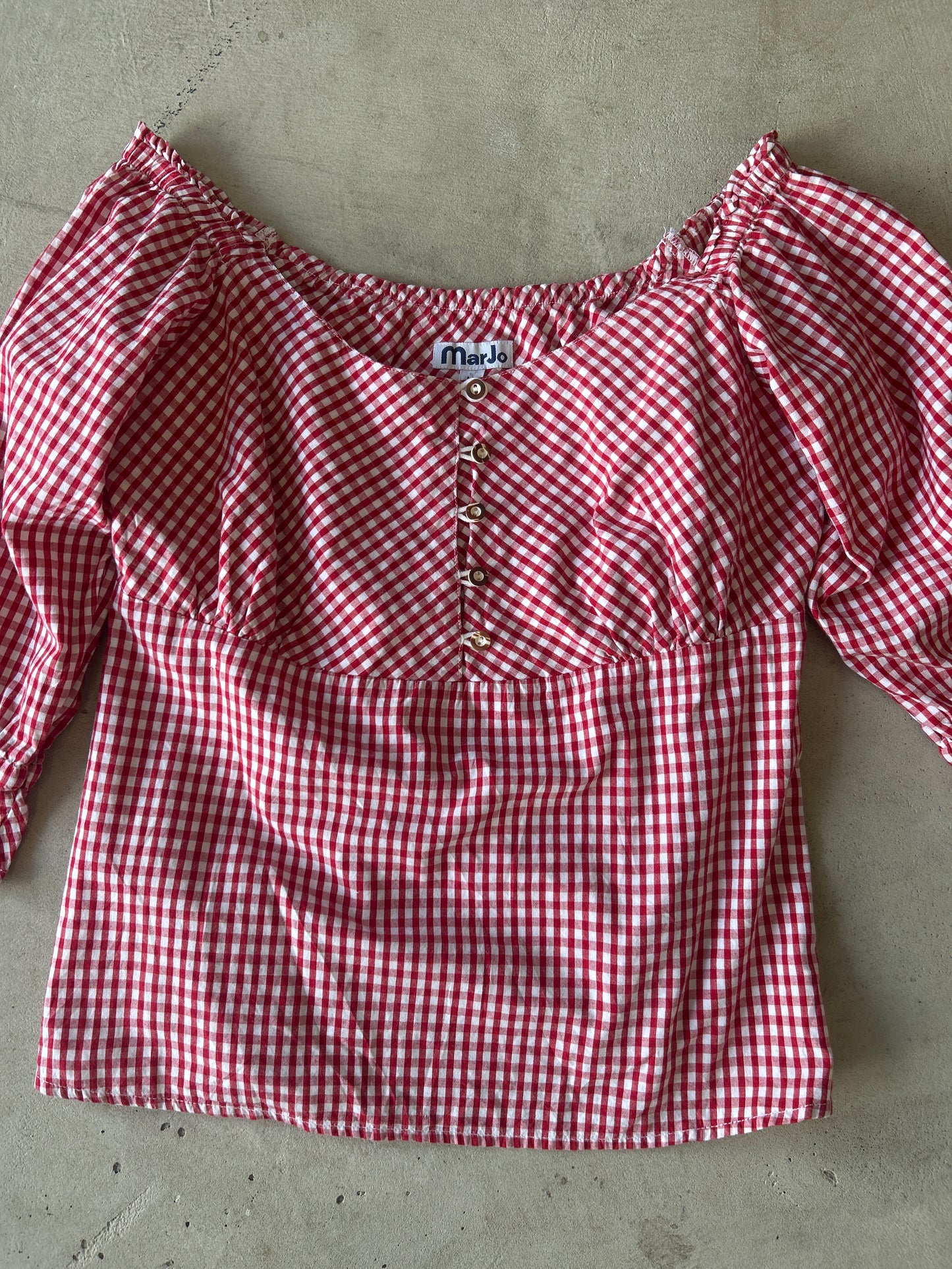 Mario Red and White Checkered Mid Sleeve Top