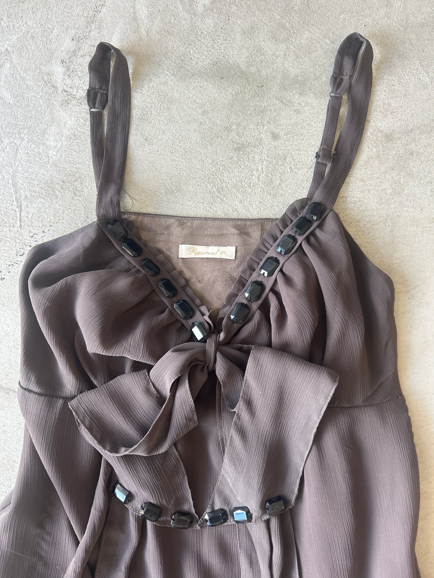 Reserved Chocolate Beaded Trim Cami Top