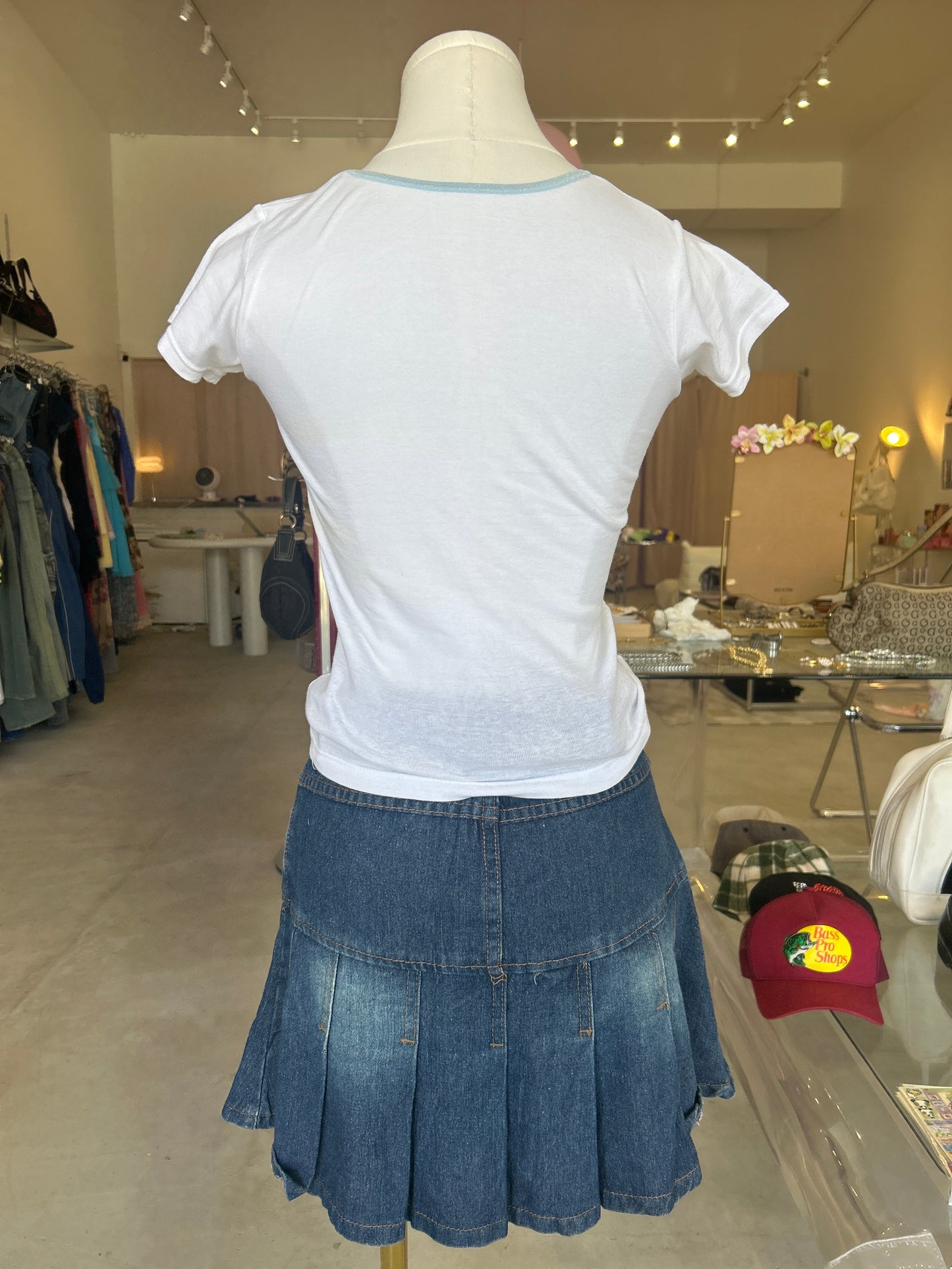 I love NY baby blue trim cotton tee