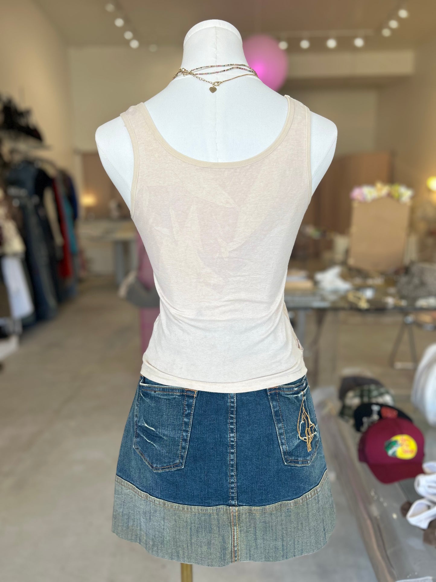 Beige Cotton Tank Top