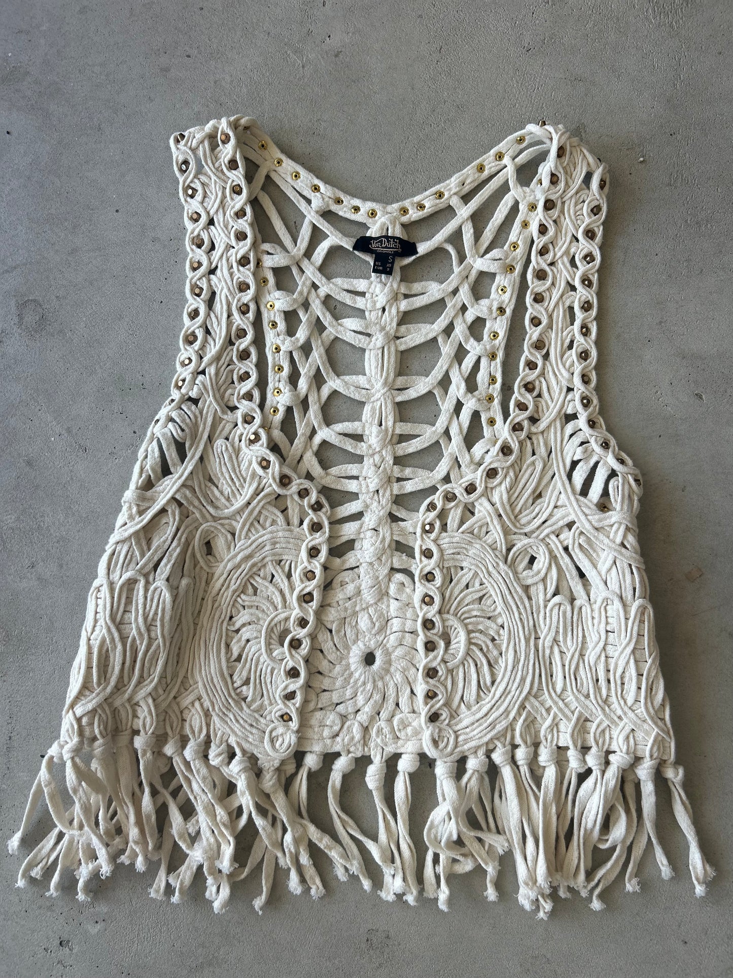 Von Dutch Ivory Crochet Vest