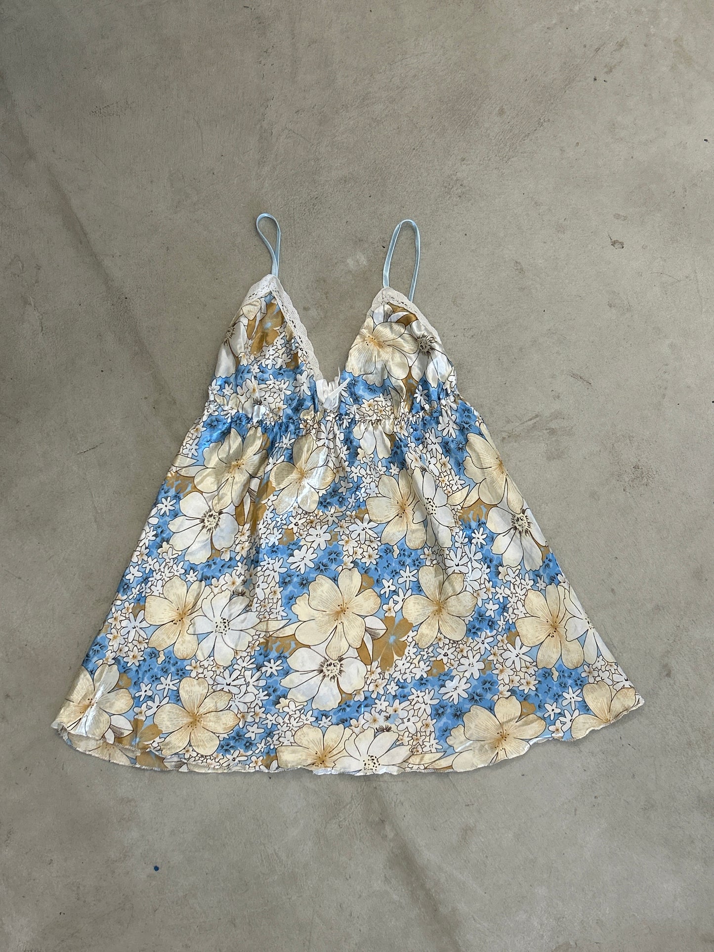 Blue and butter yellow floral cami tank