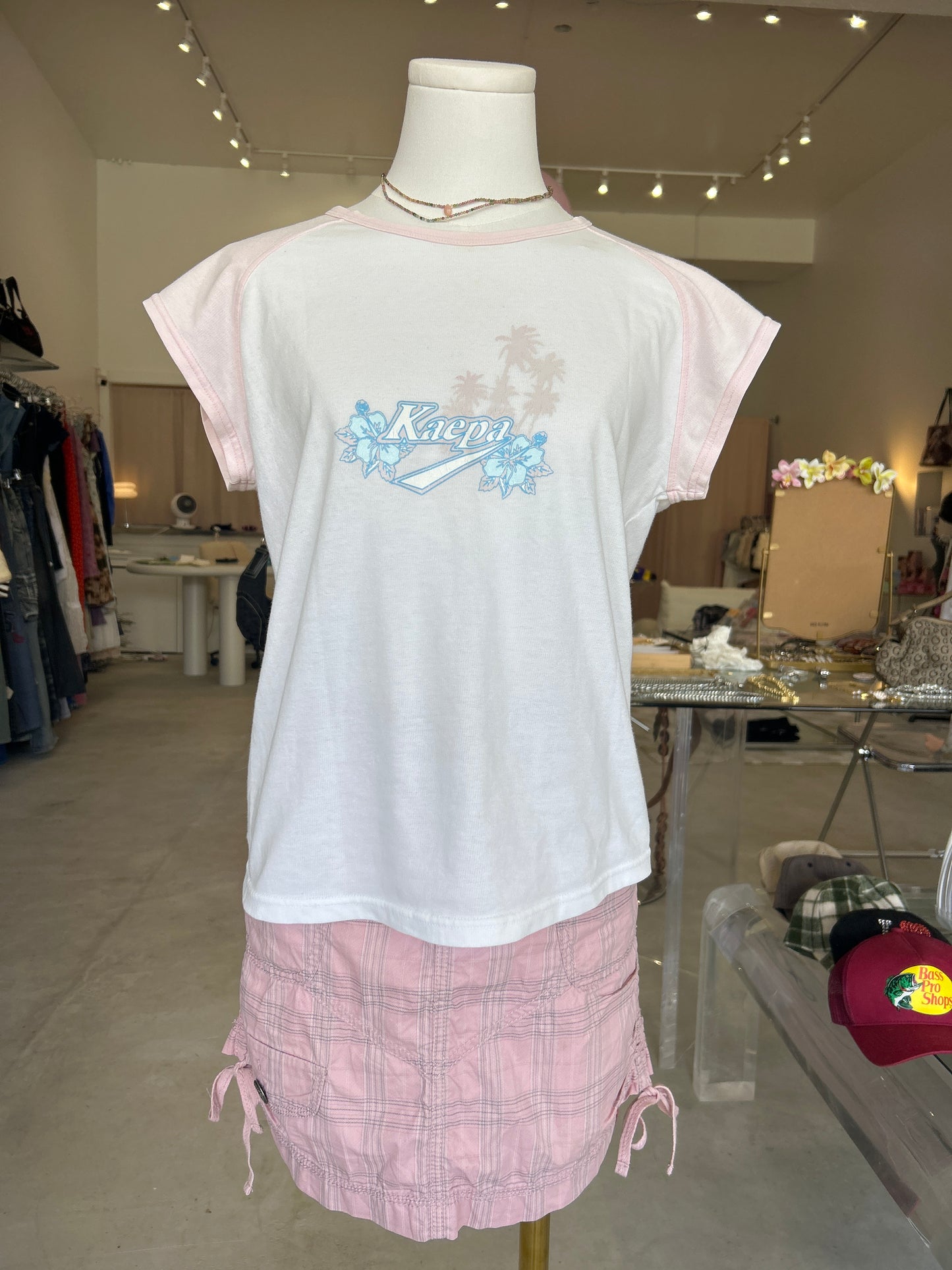 Kaepa pink and white cotton tee