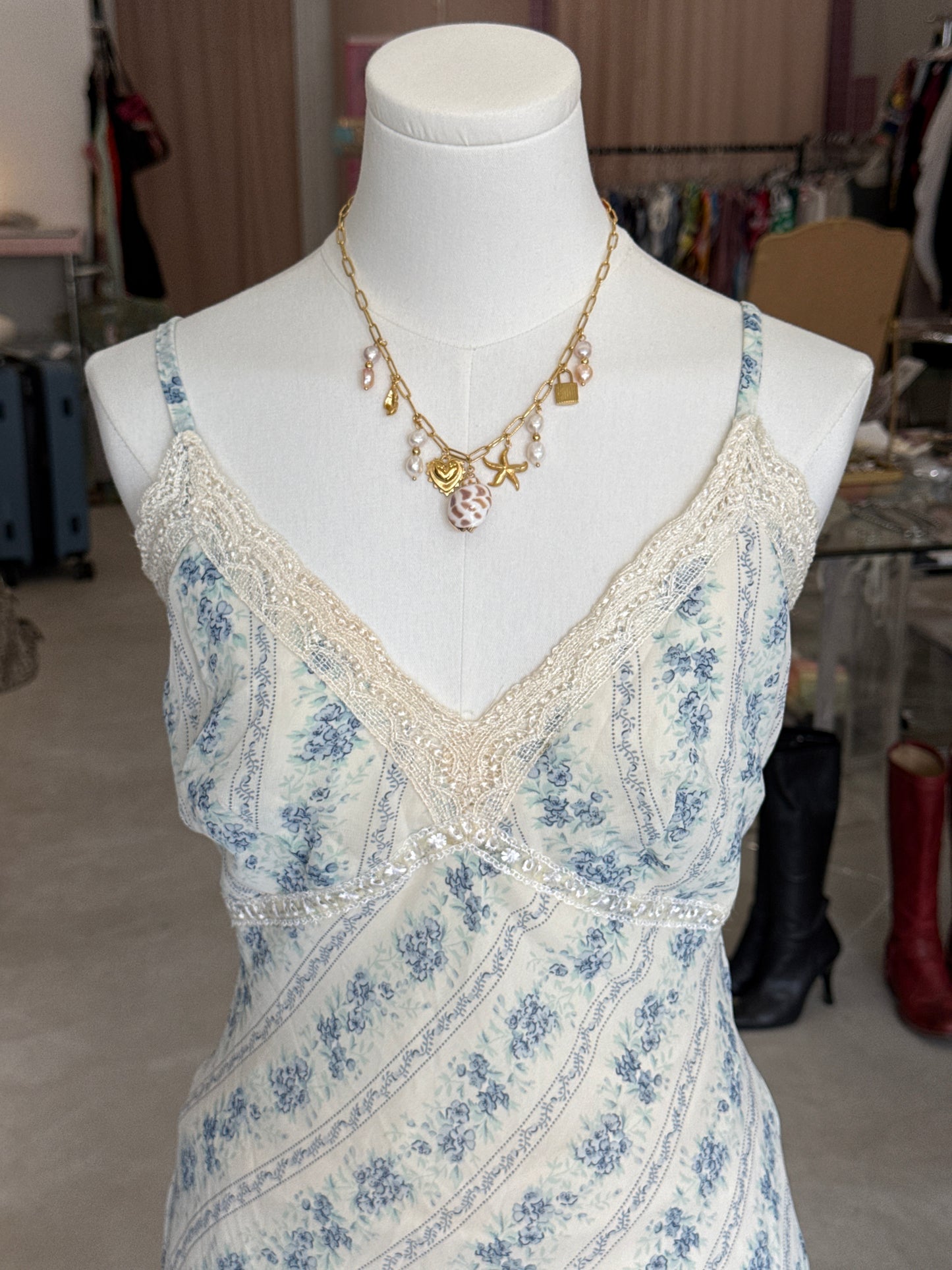 Vero Moda White/Blue Floral Spaghetti Strap Dress