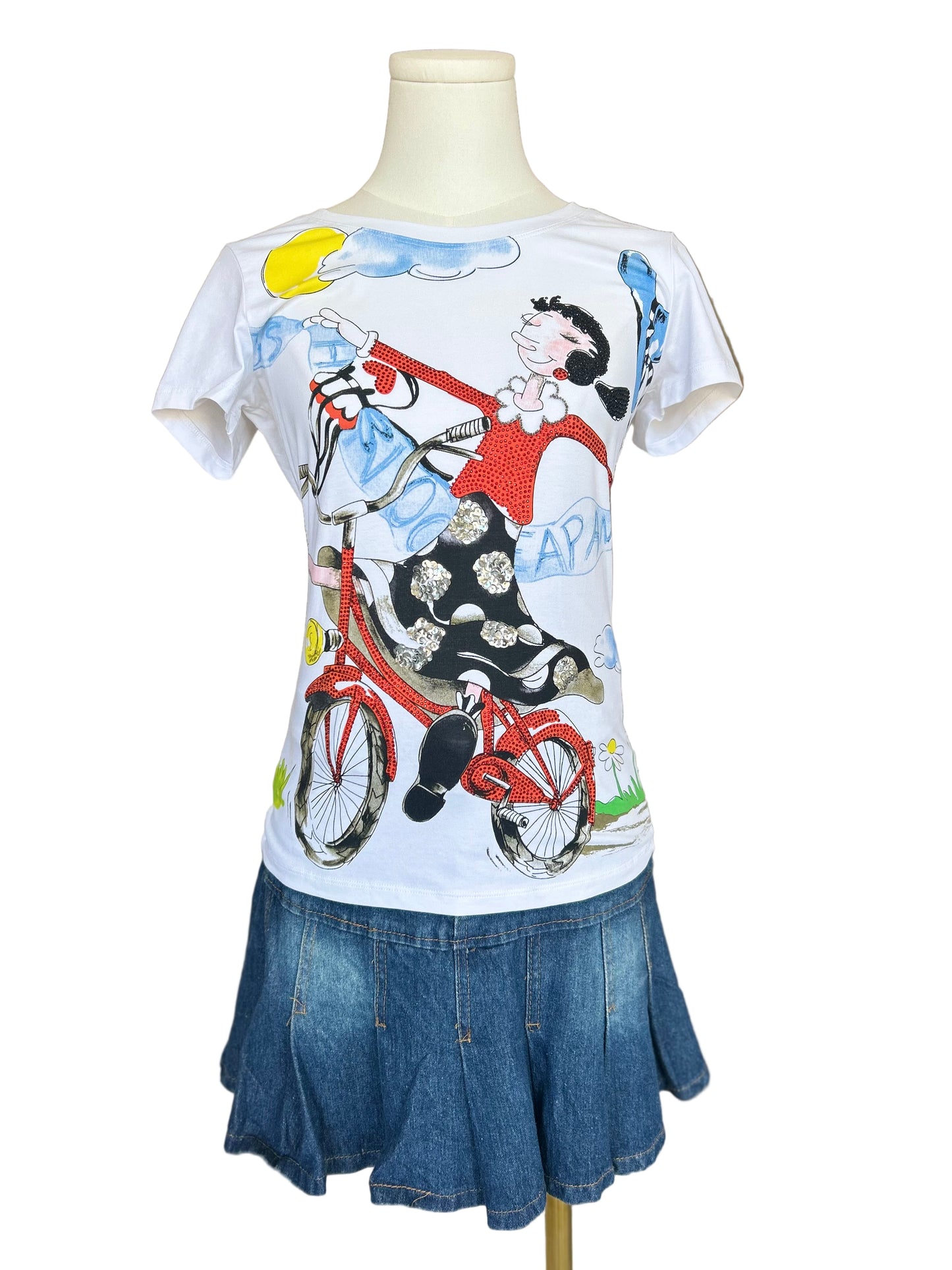 Olive, Popeye’s wife Embellished Cotton Tee