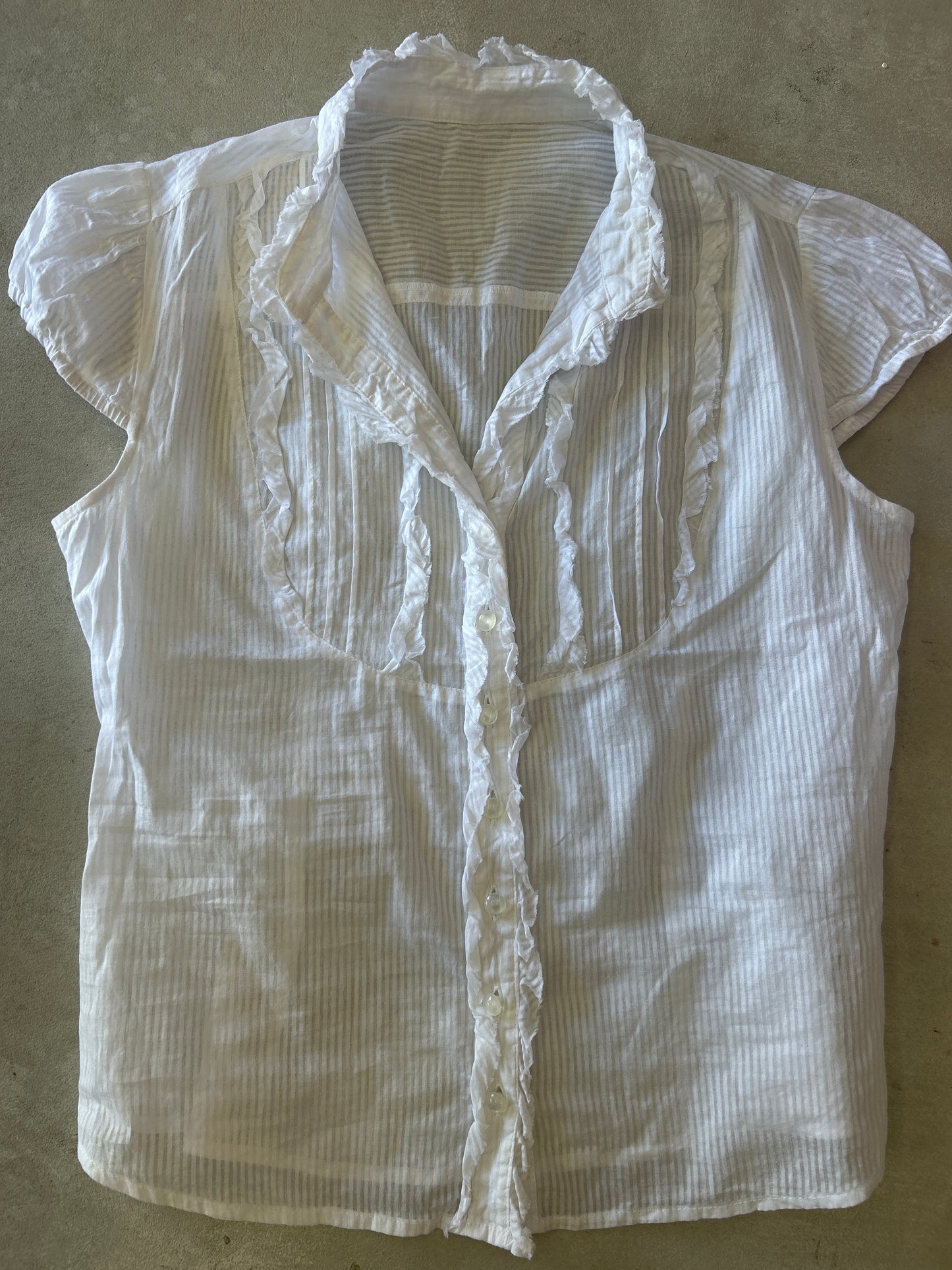 White pinstriped button down shortsleeve