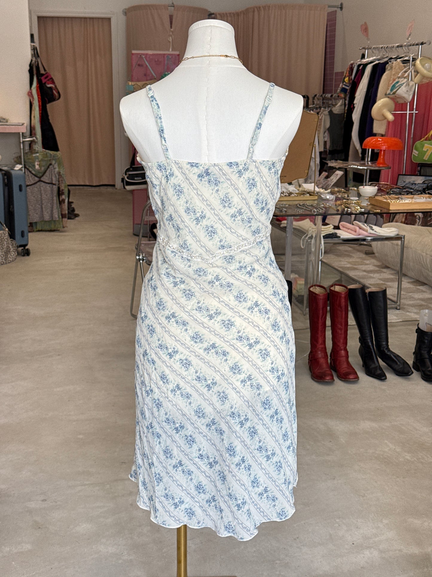 Vero Moda White/Blue Floral Spaghetti Strap Dress