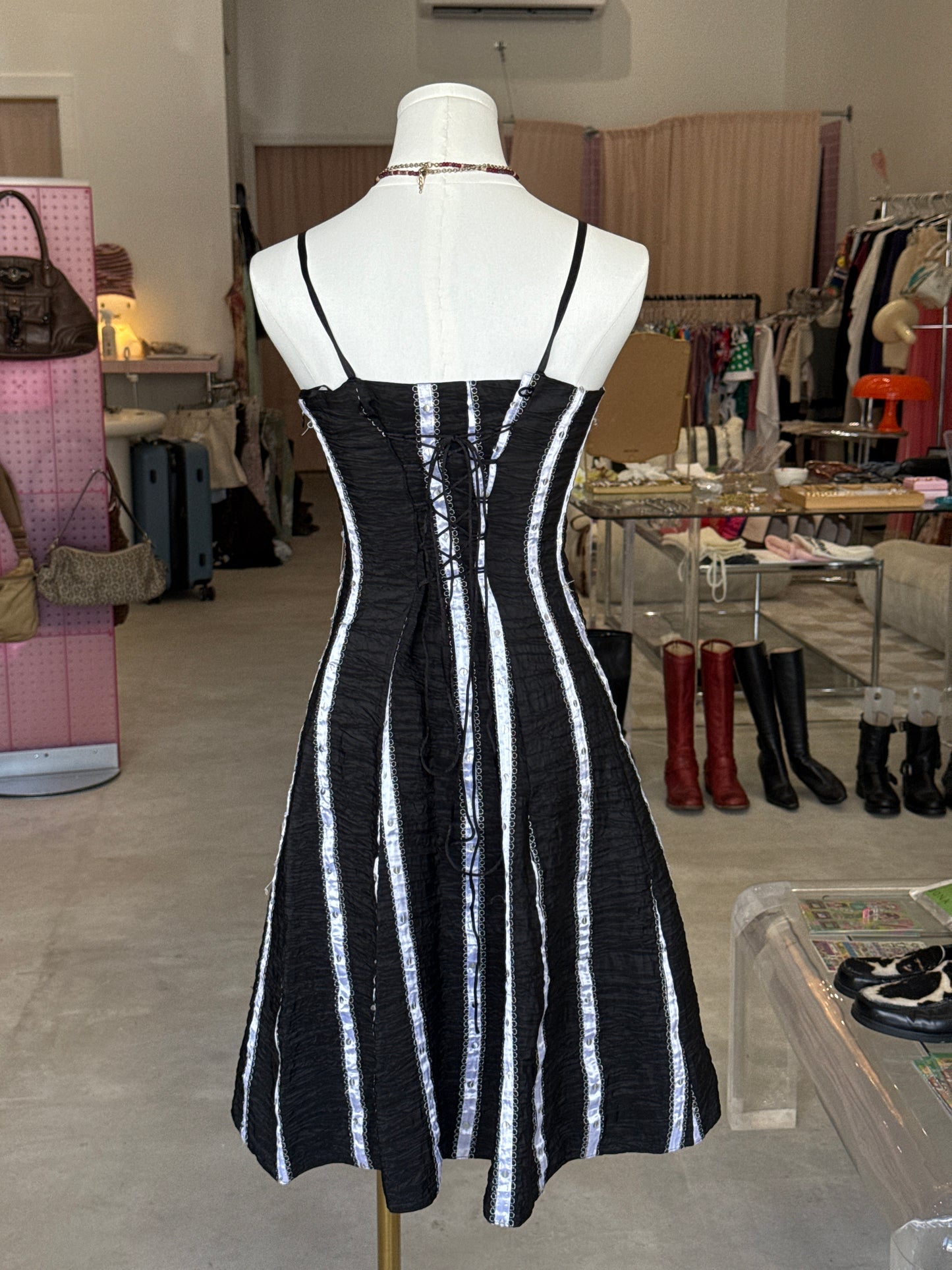 GKG white stripe black dress