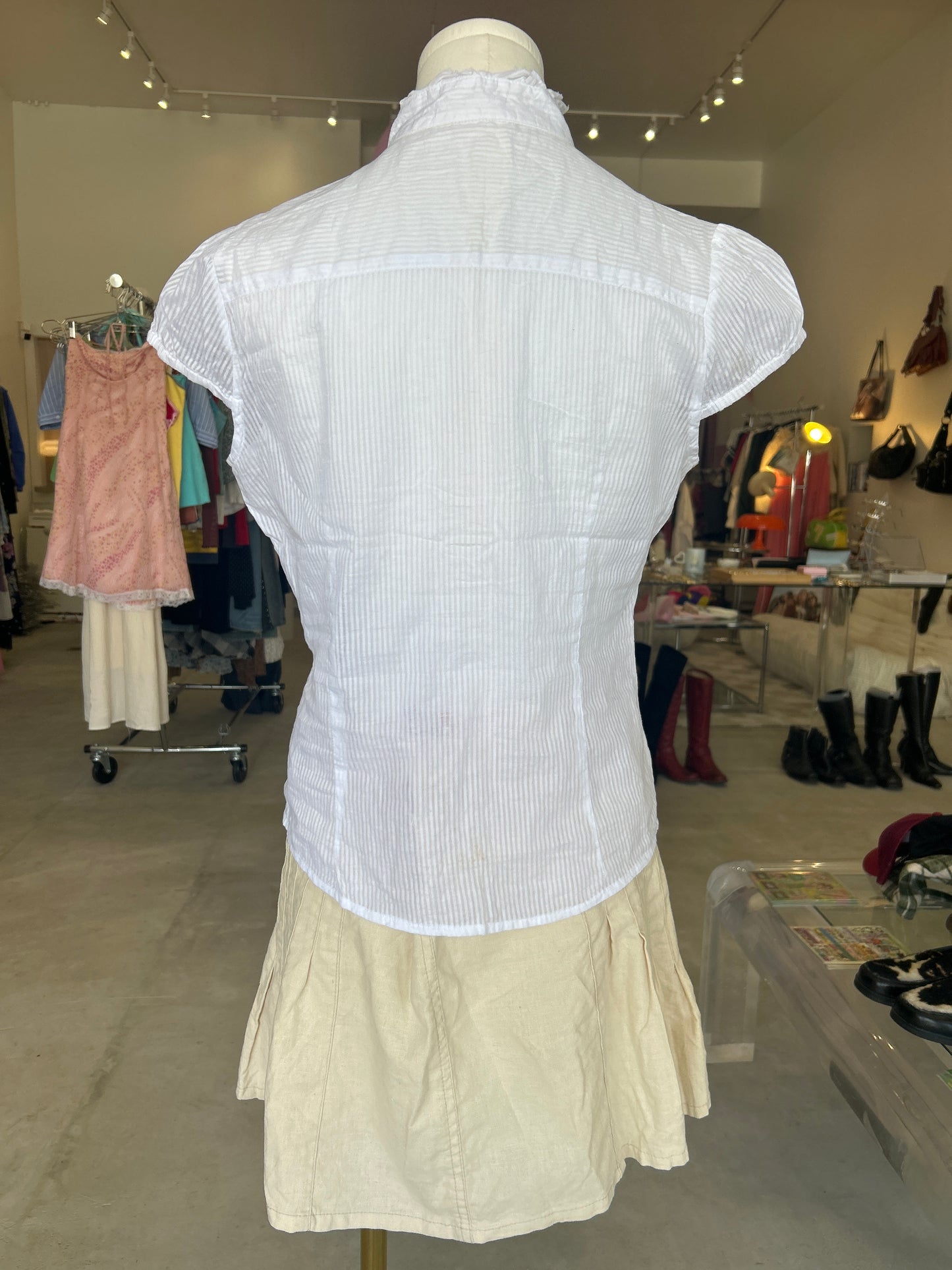 White pinstriped button down shortsleeve