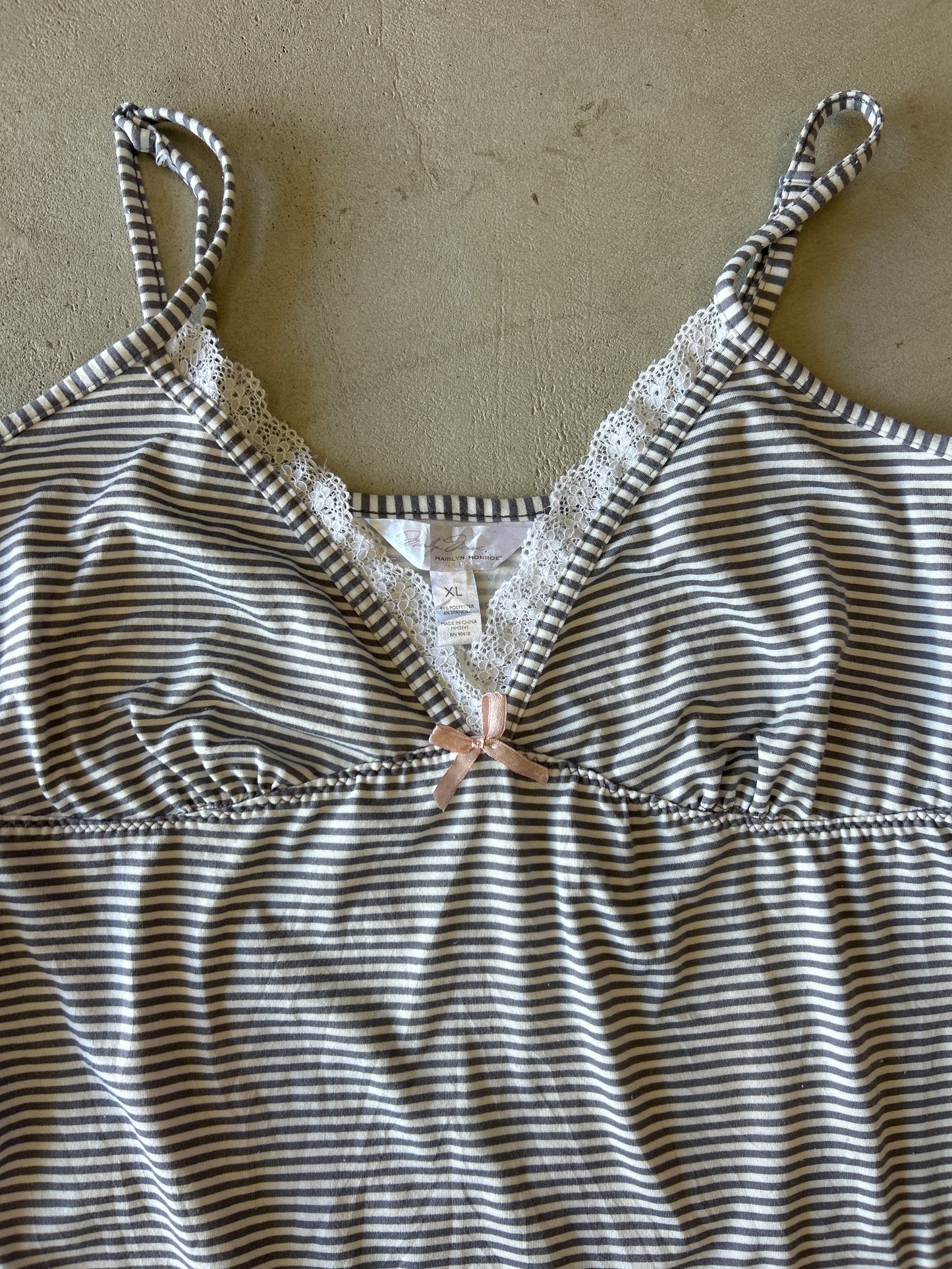 Marilyn Monroe grey and white striped V neck cami top