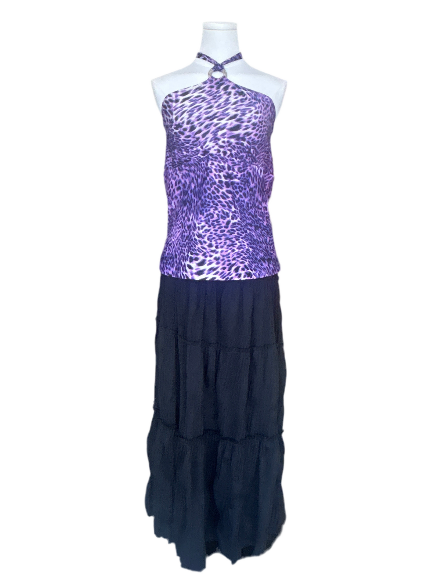 Dana Buchman Purple Safari Print Halter Top