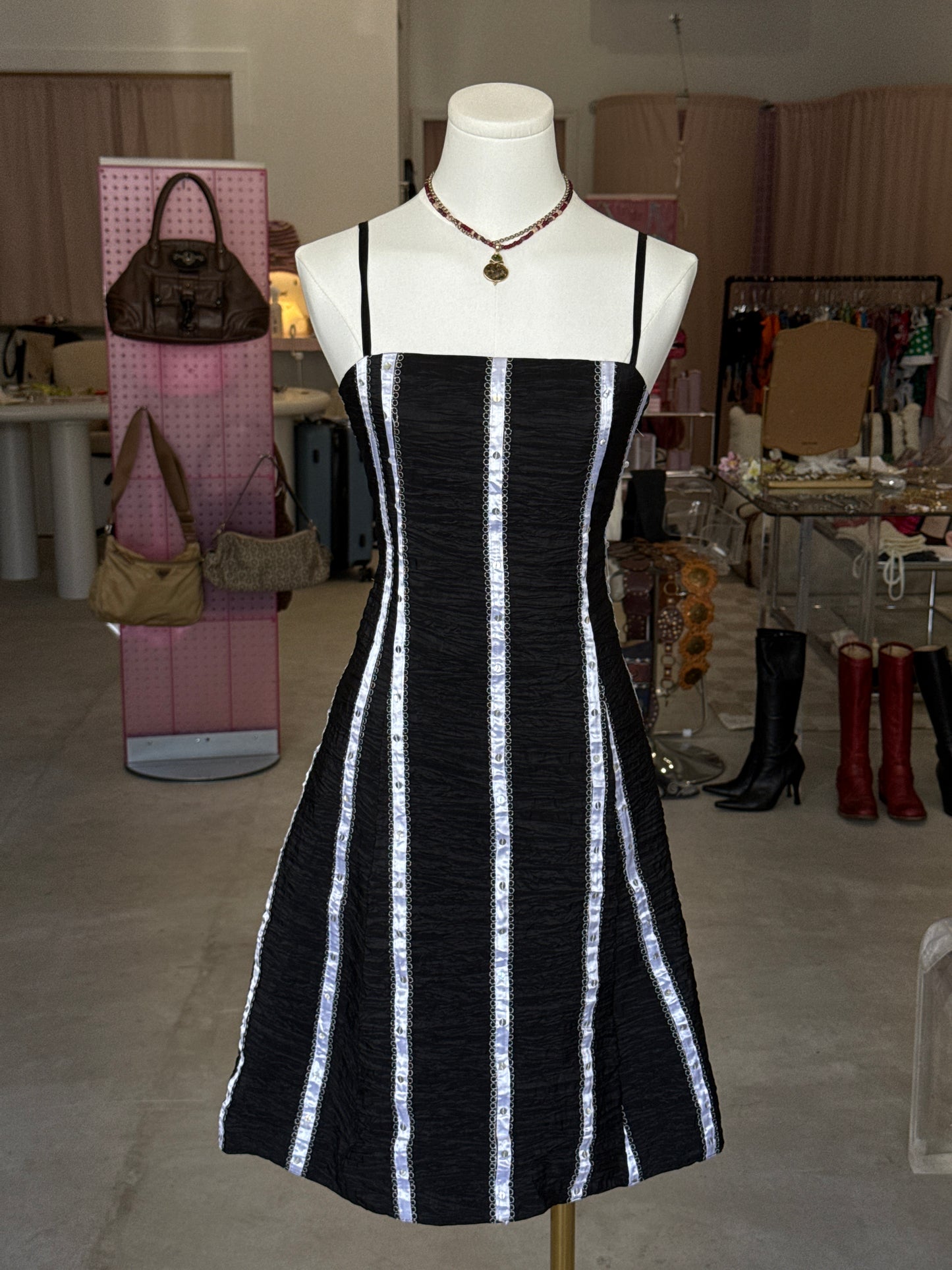 GKG white stripe black dress