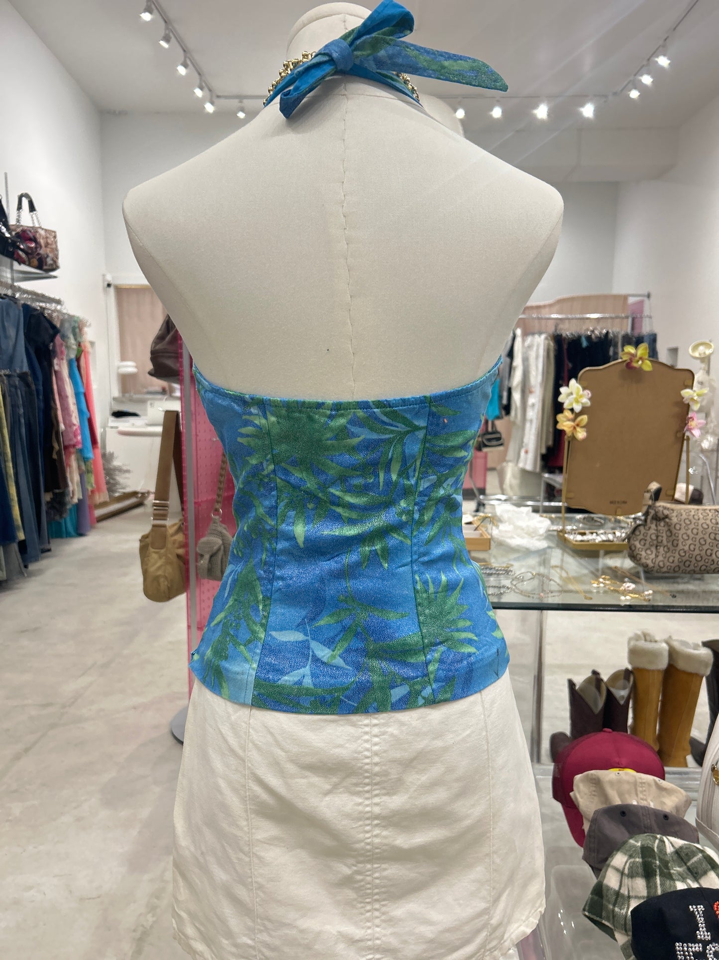 Guess blue green tropics halter