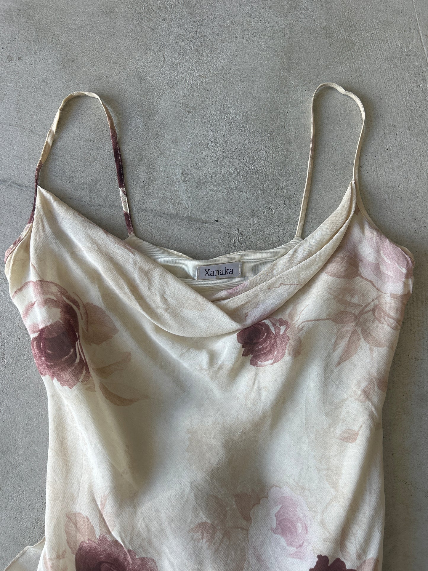 Xanaka Beige Rose Drape Cami Dress