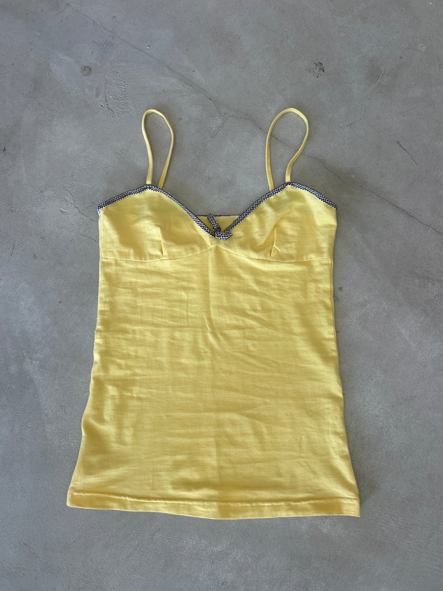 Yellow checker trim cami top