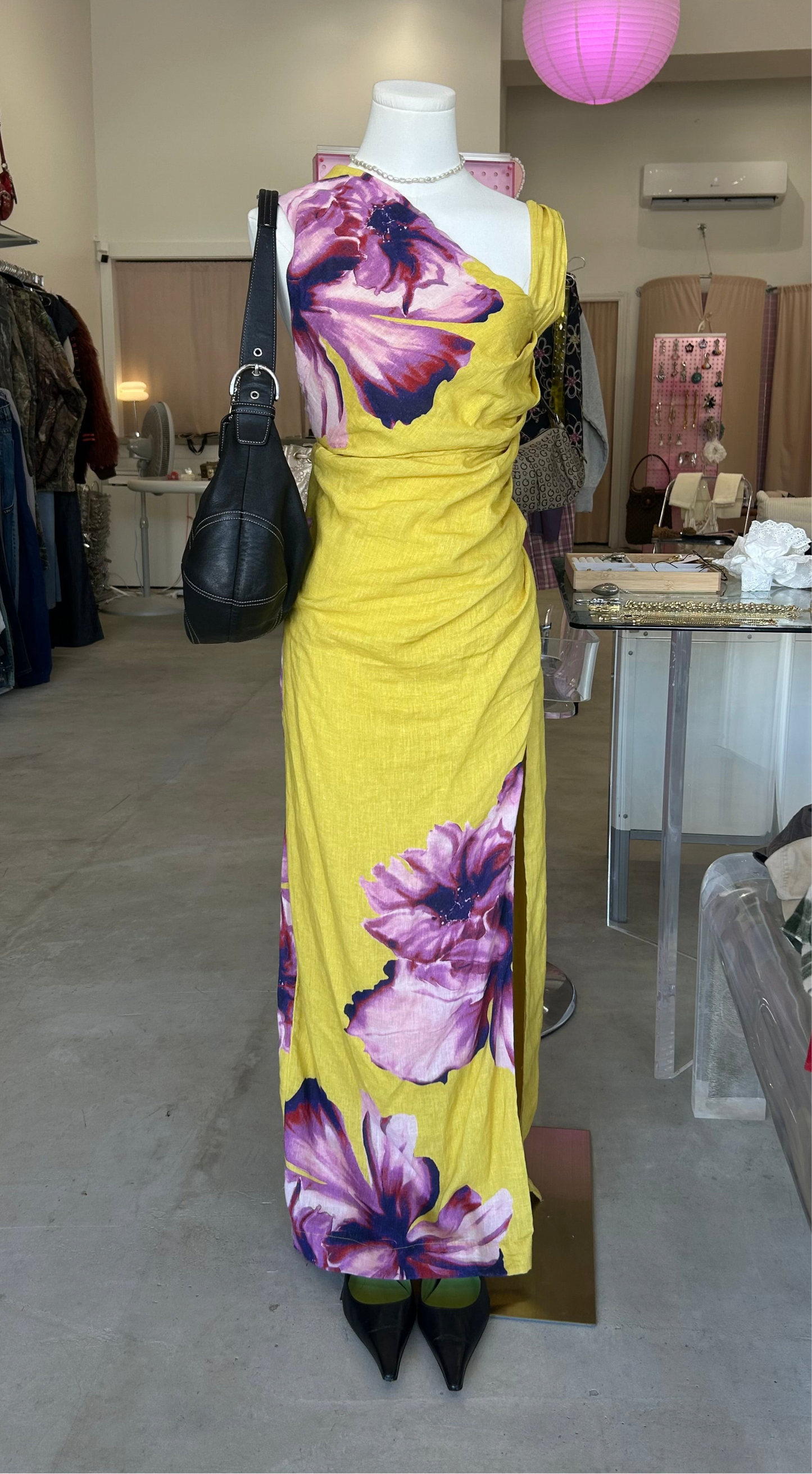 Floral Green Linen Anthro Dress