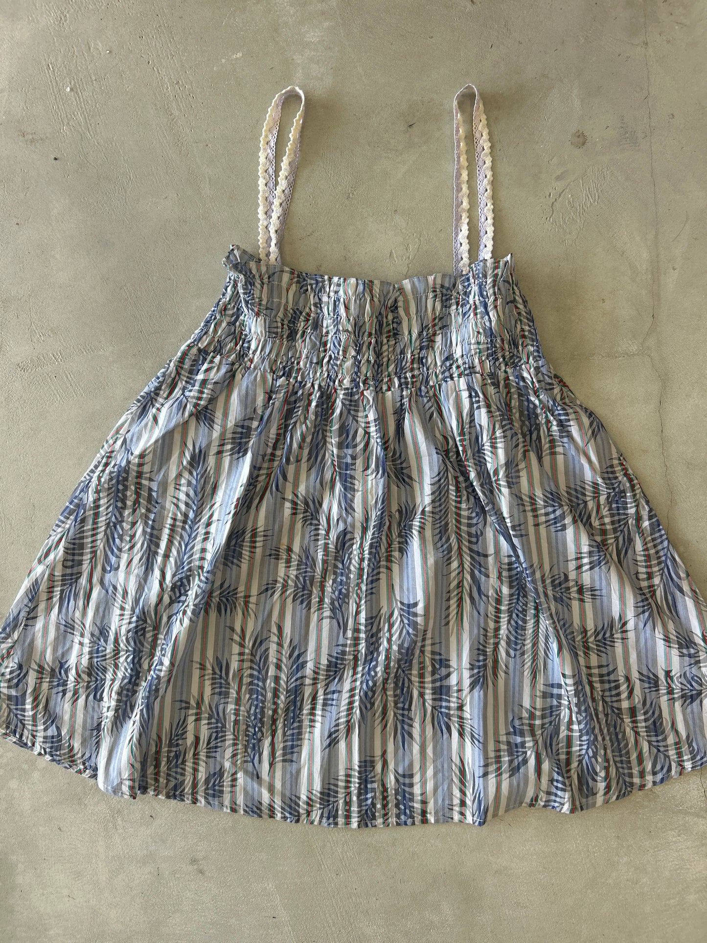 Palm Print Pinstriped Baby Doll Cami