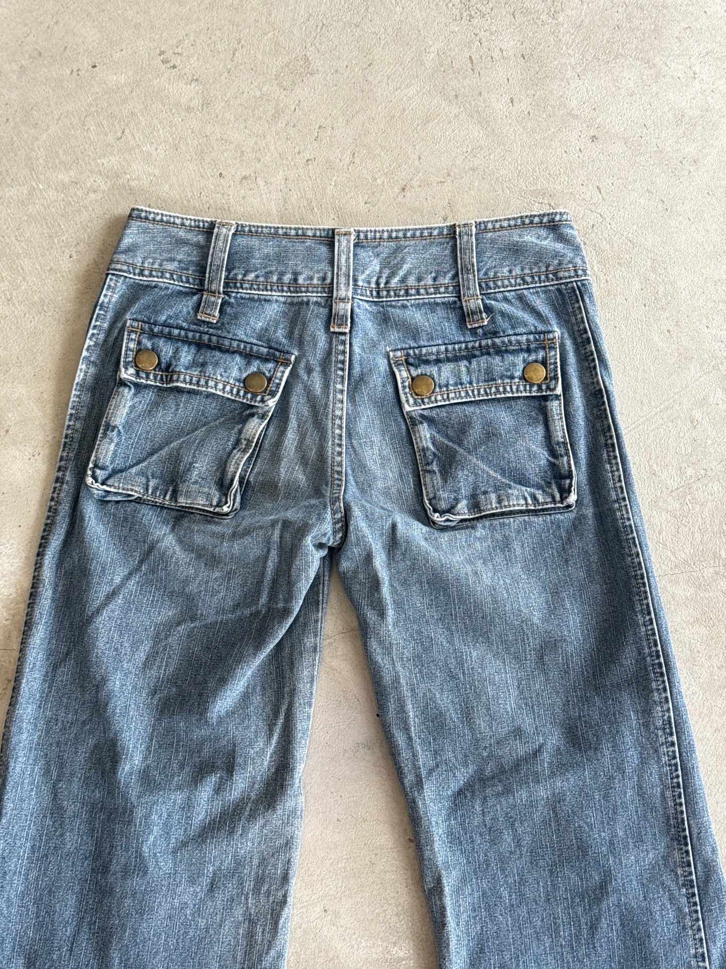 Straight wide leg mid/low rise jeans