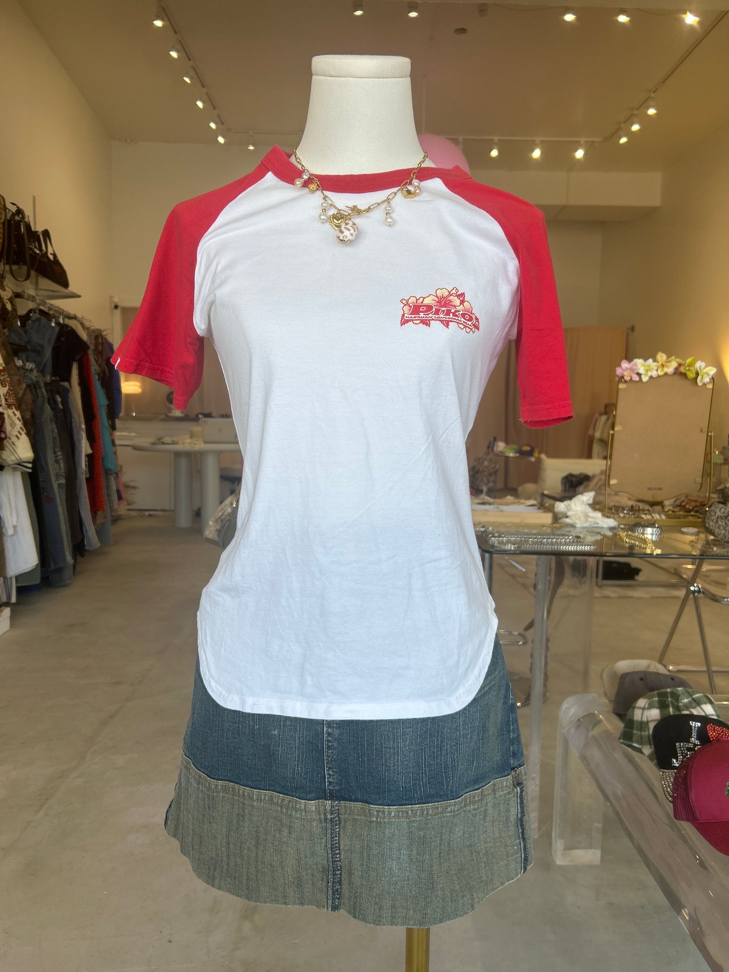 Piko Red and White Cotton Tee