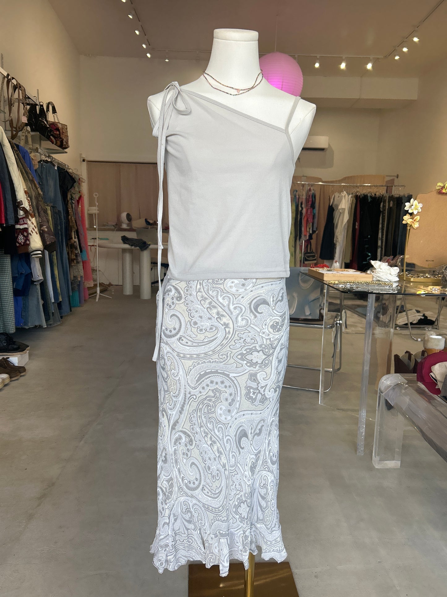 Light Grey Tie Cami Top
