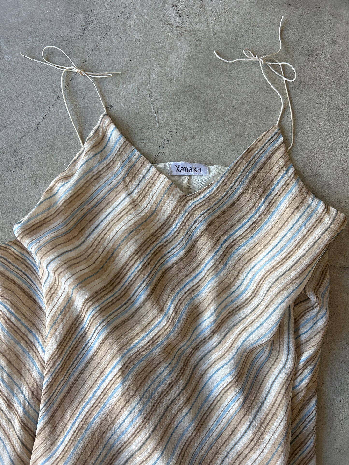 Xanaka Blue & Beige Striped Dress