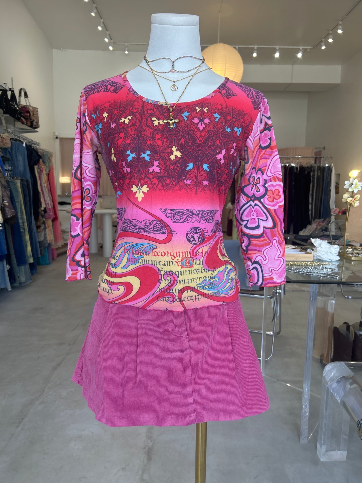 ONLY Jeans Wear Red Multi Printed Mid Sleeve Top