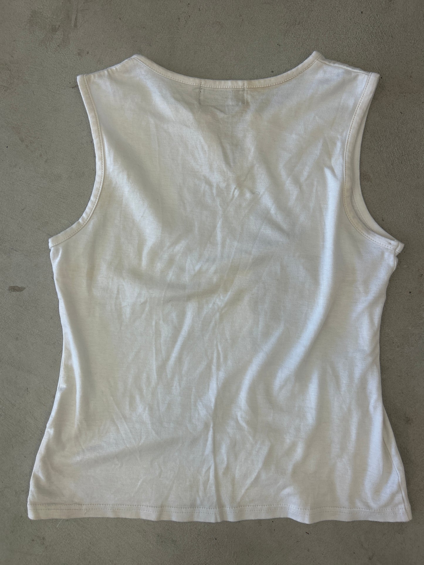 Private Stage White Urban Ethnic Cotton Tank Top
