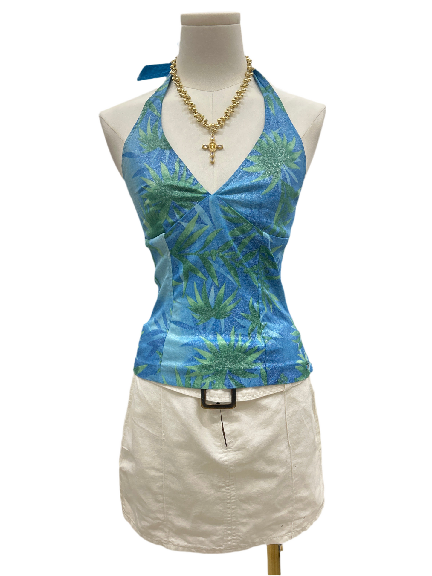 Guess blue green tropics halter