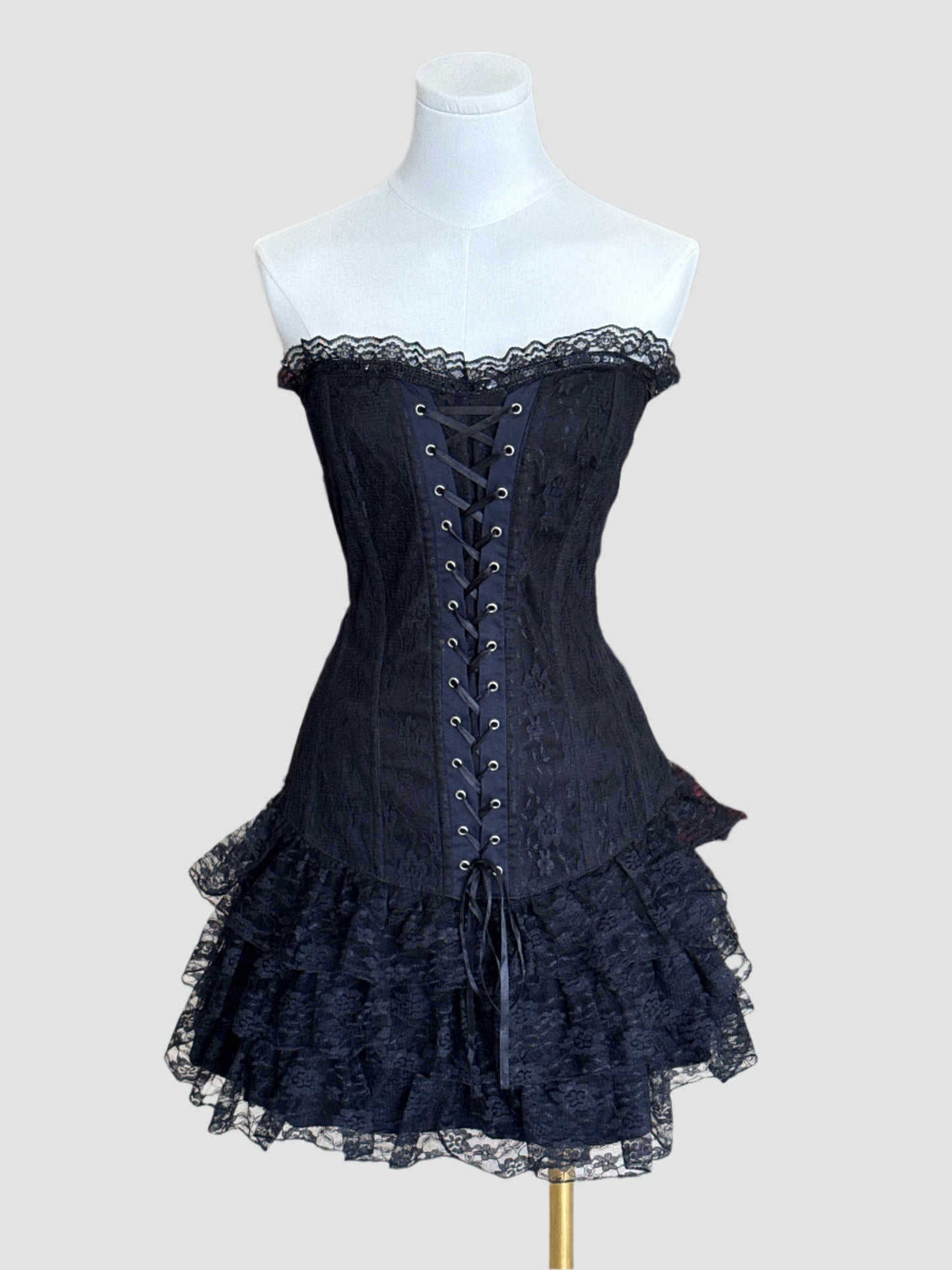 Niche Black Lace Corset Short Dress