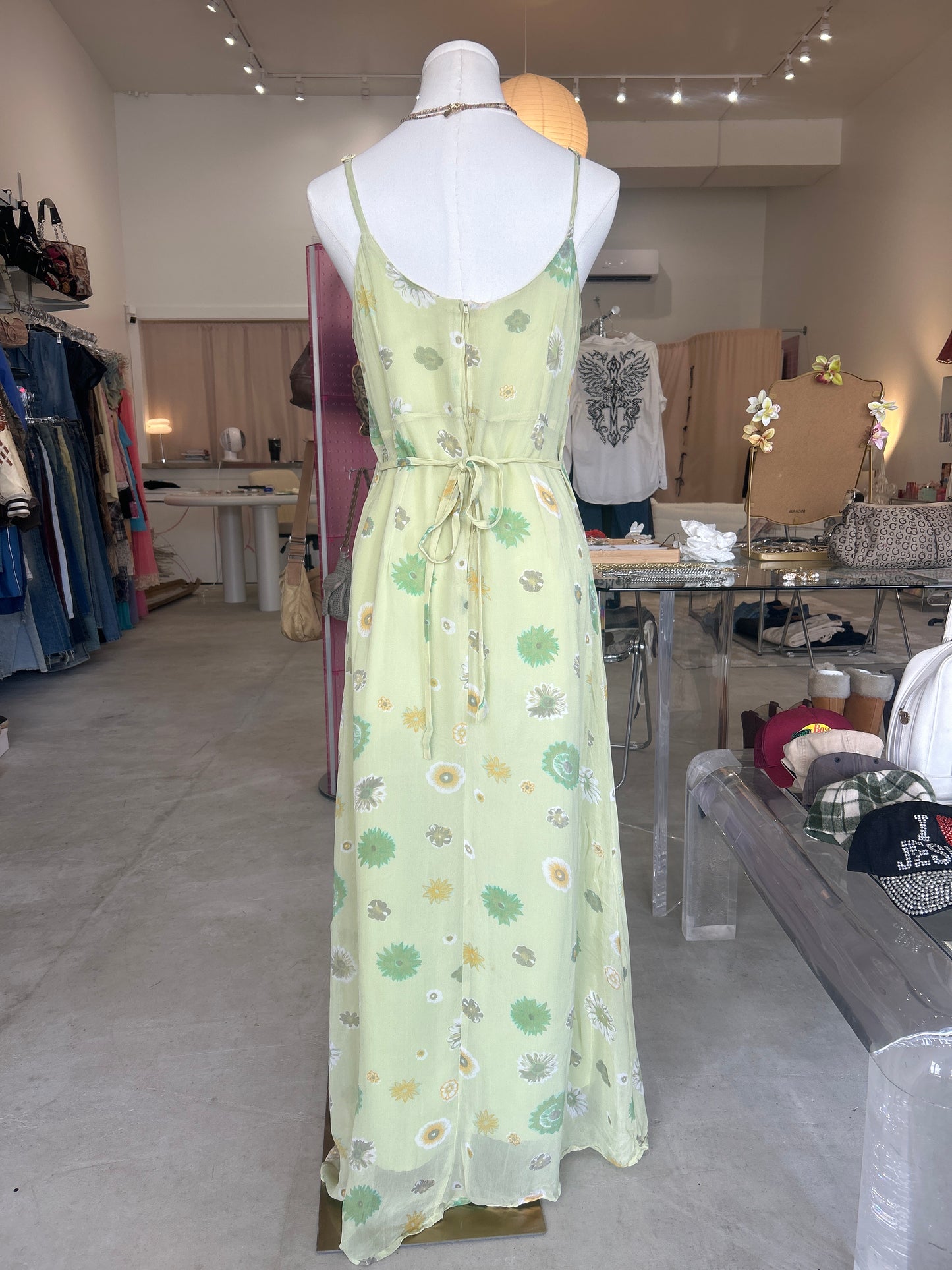 Nancy Friday Lime Green Floral Cami Dress