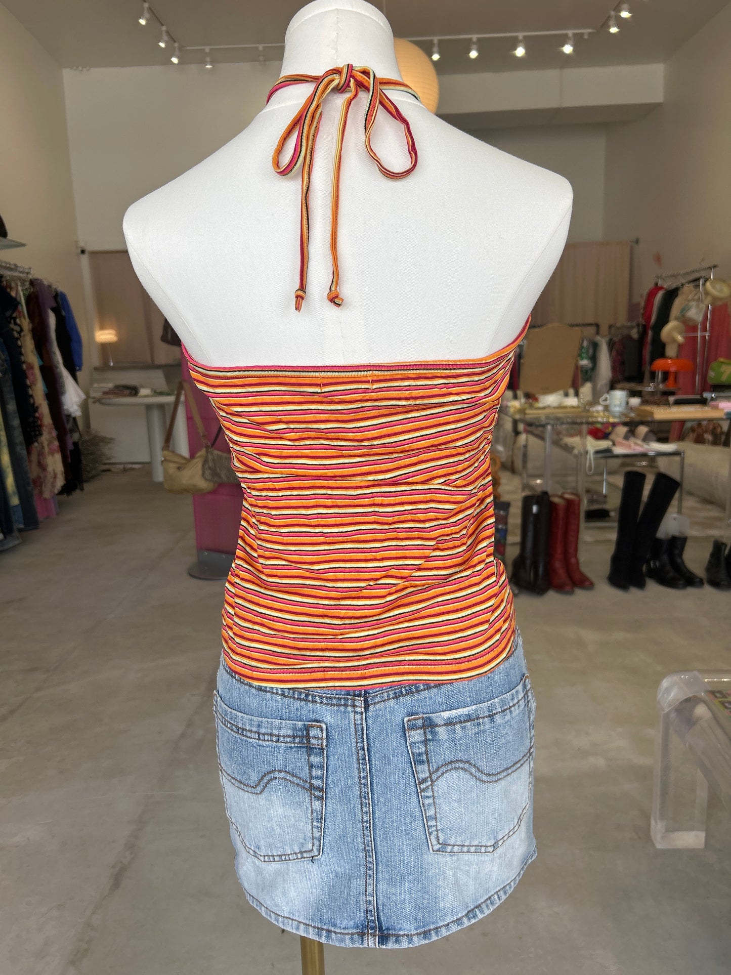 Wet Seal Multi-Colored Cotton Halter Top
