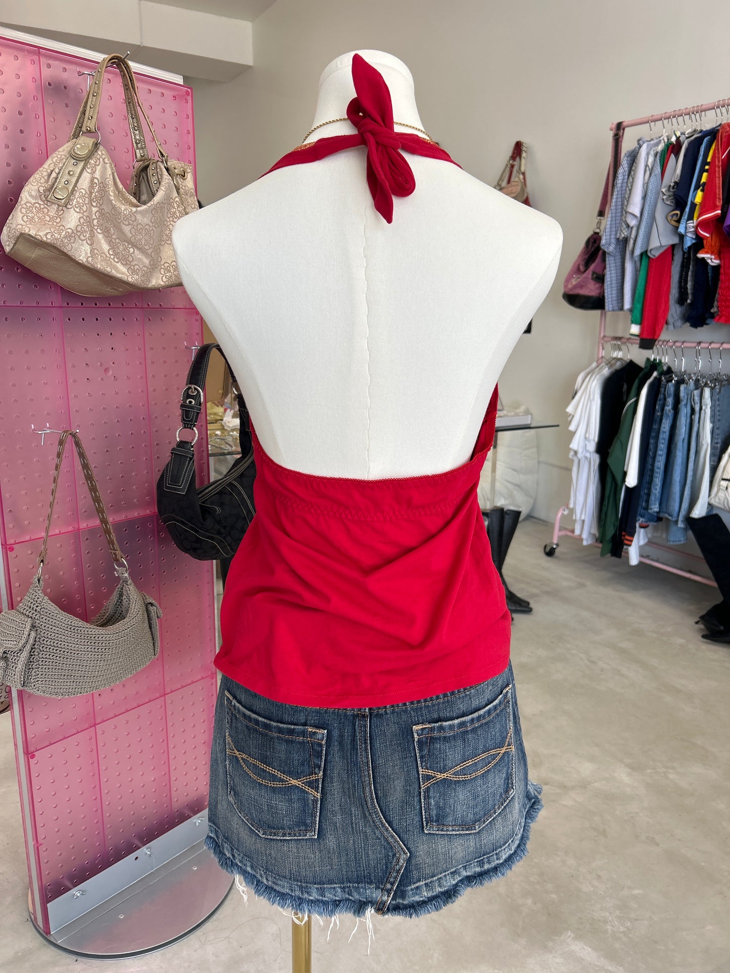 Red deep v halter tank