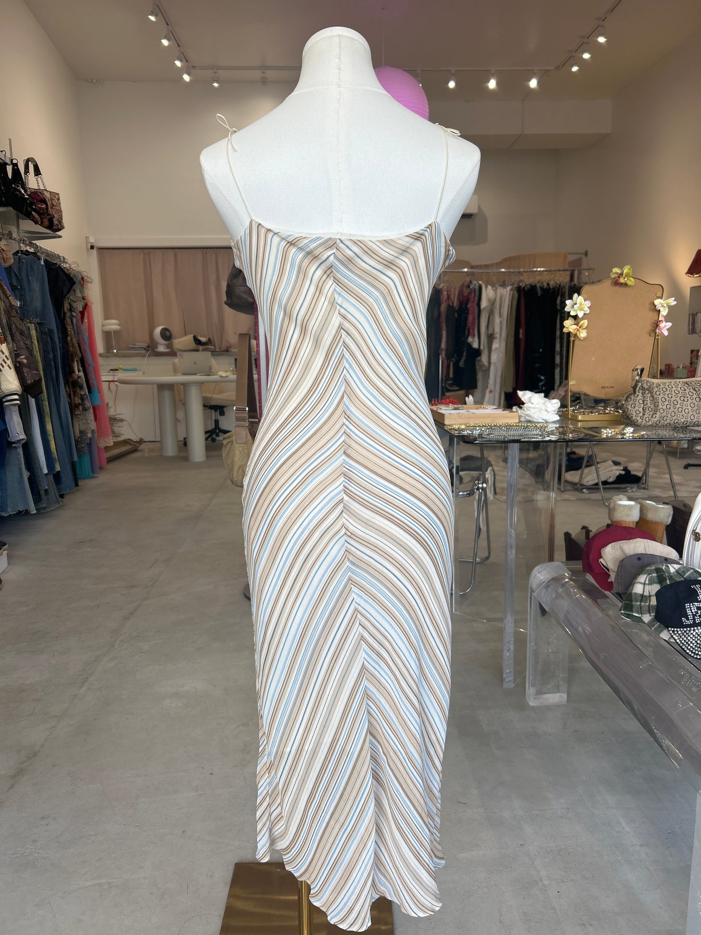 Xanaka Blue & Beige Striped Dress