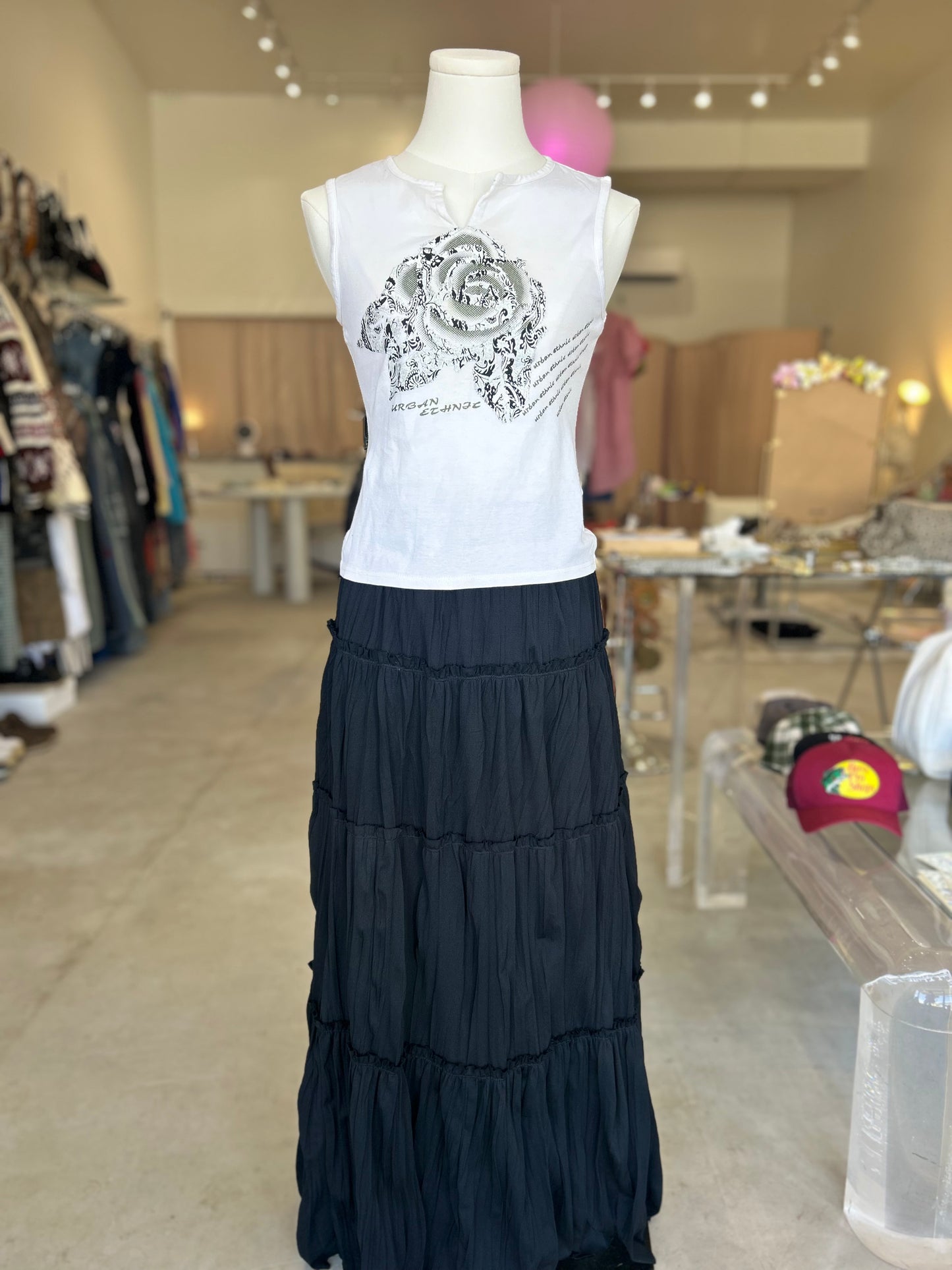 Private Stage White Urban Ethnic Cotton Tank Top