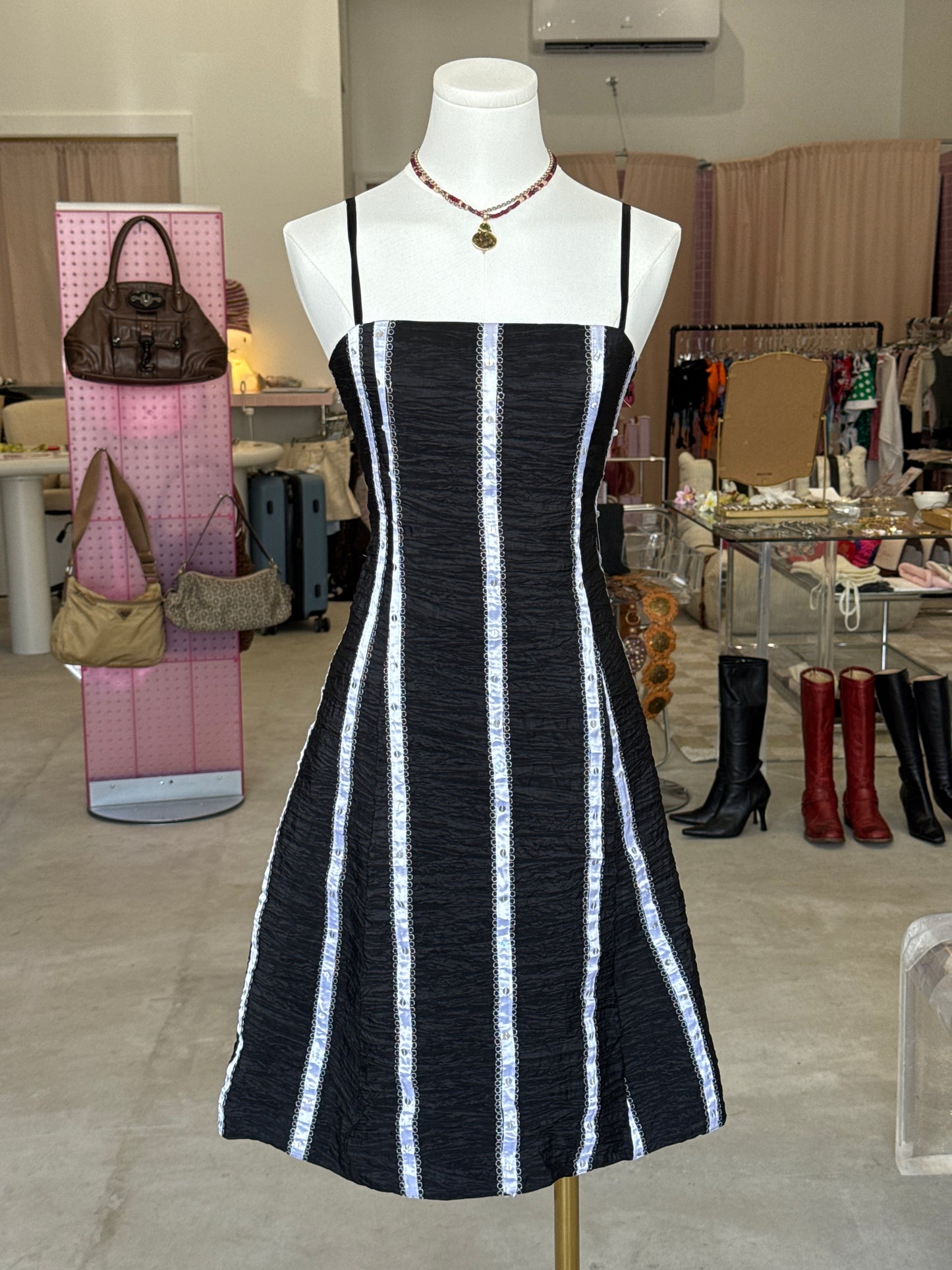 GKG white stripe black dress