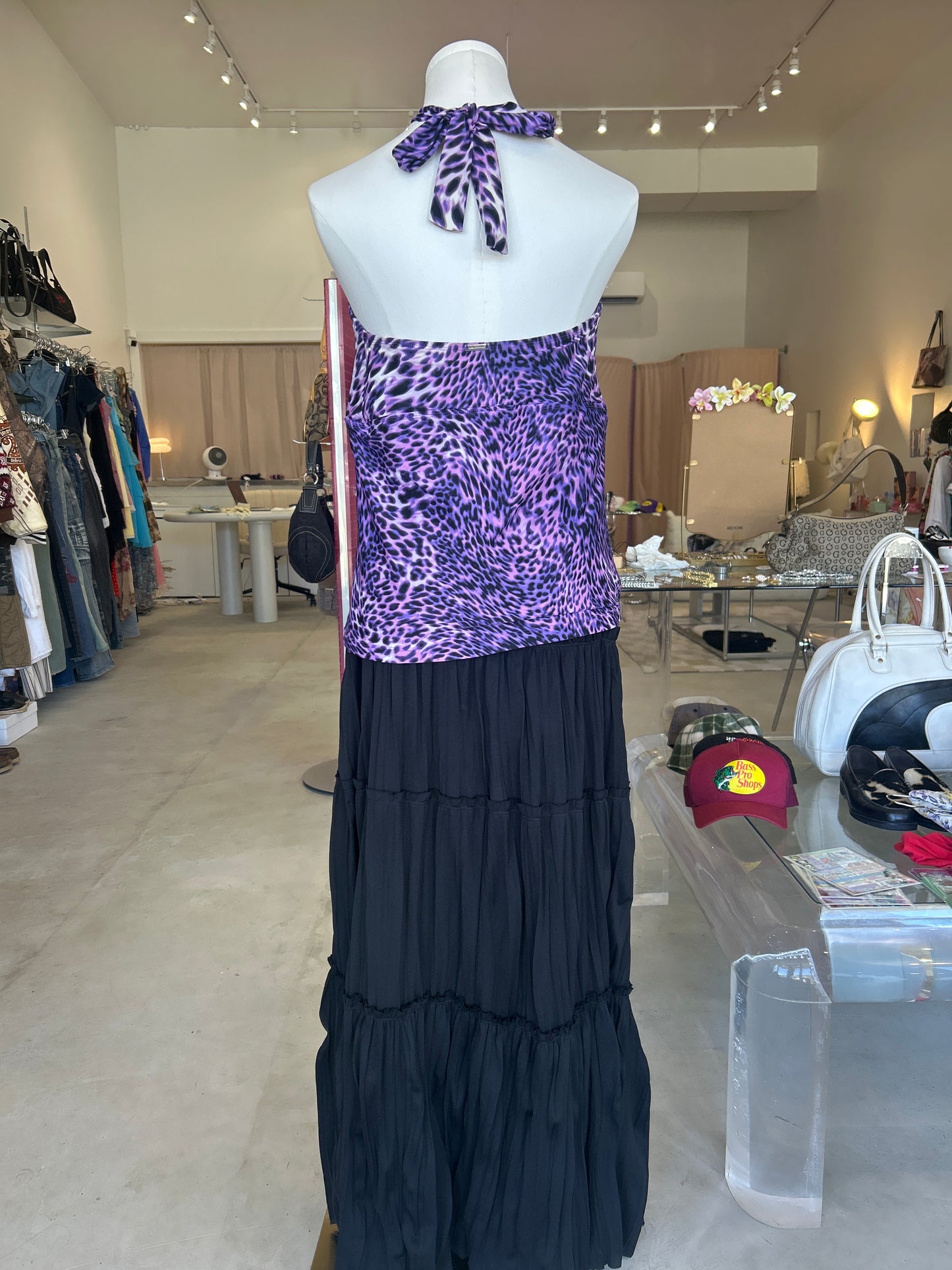 Dana Buchman Purple Safari Print Halter Top