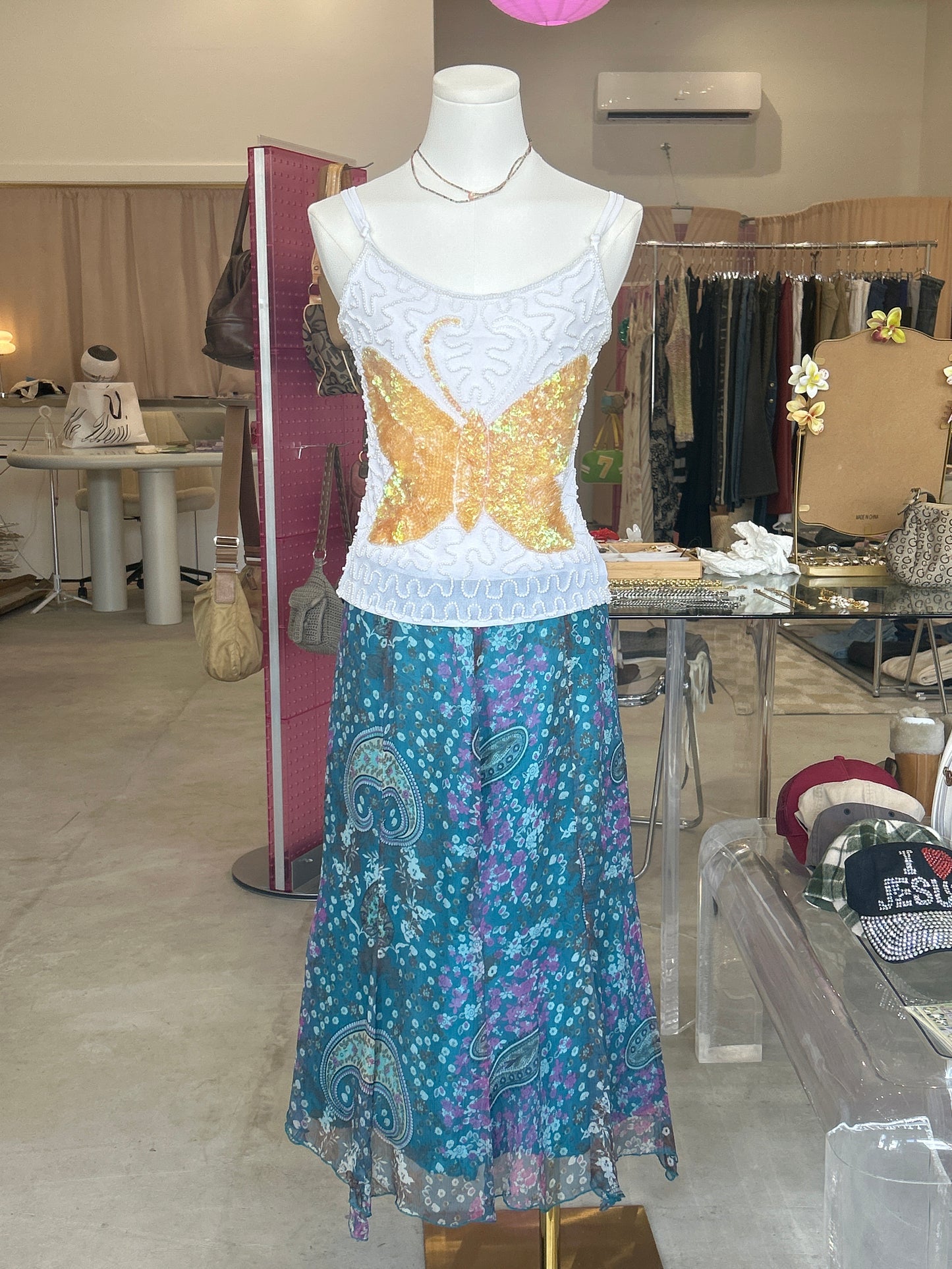 Blue low waisted Paisley Skirt