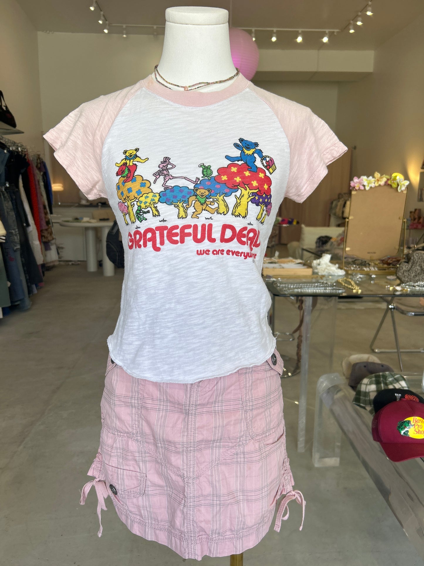 Grateful Dead Pink and White Printed Cotton Tee