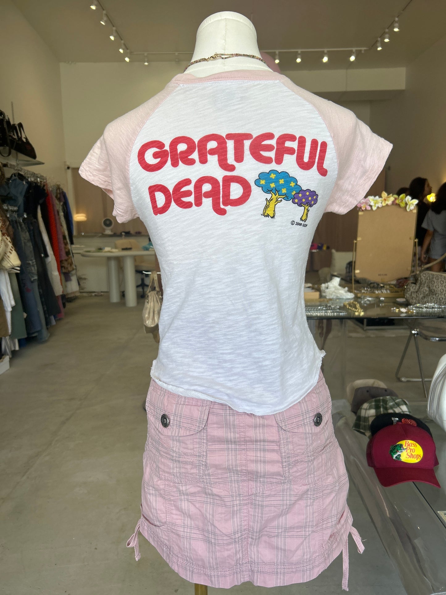 Grateful Dead Pink and White Printed Cotton Tee
