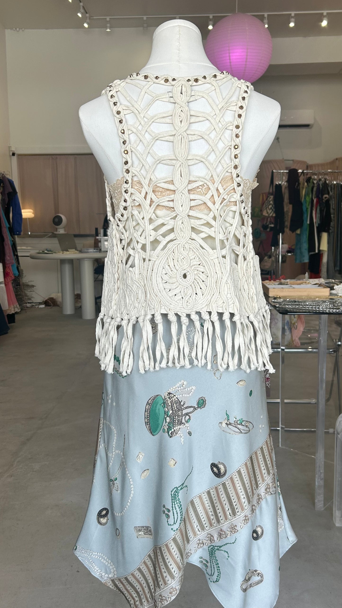 Von Dutch Ivory Crochet Vest