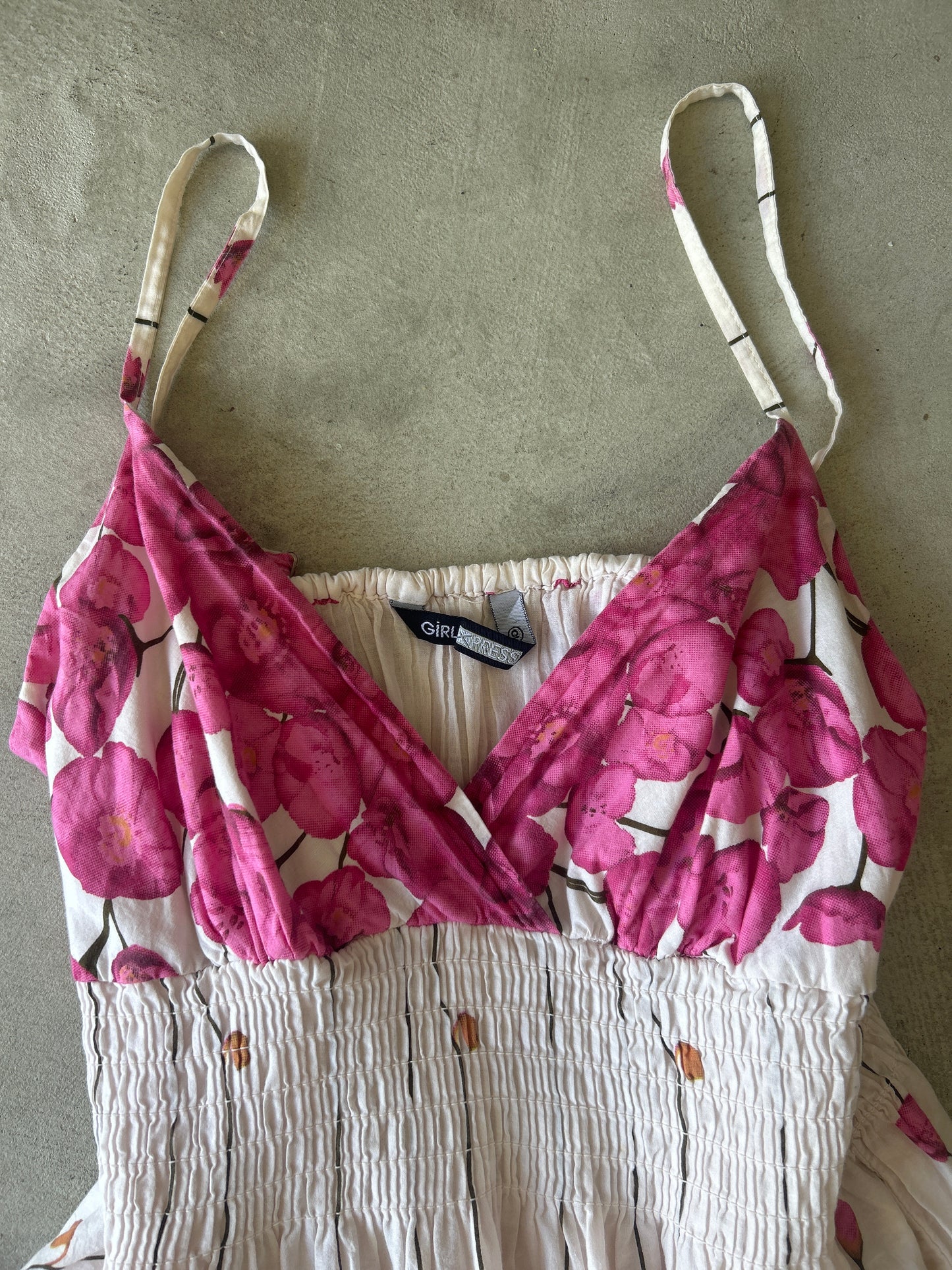 Girl Express Pink & White Floral Neck Cami Dress