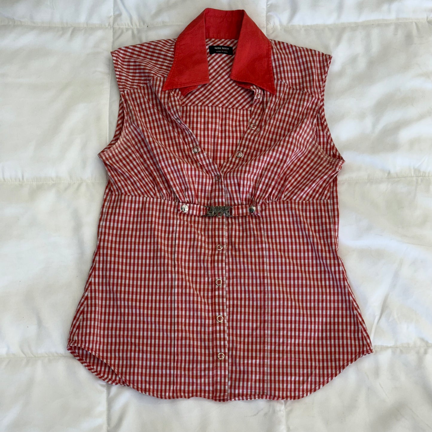 Miss Sixty Red/White Checkered Collar Sleeveless