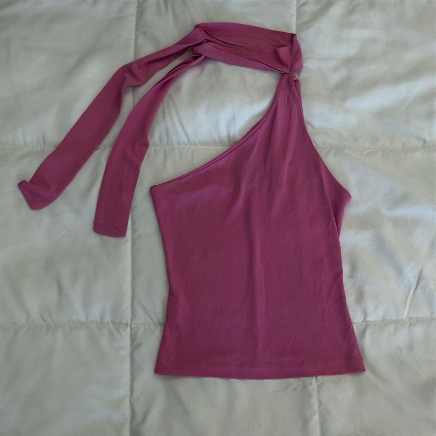LC Collection Pink One Shoulder Tie Top